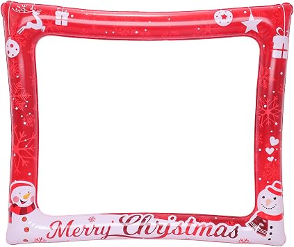Inflatable Christmas Photo Booth Props 30x26 Photo Booth Frame Funny Selfie Props for Winter Holiday Party Supplies Accessories Christmas Party Decorations