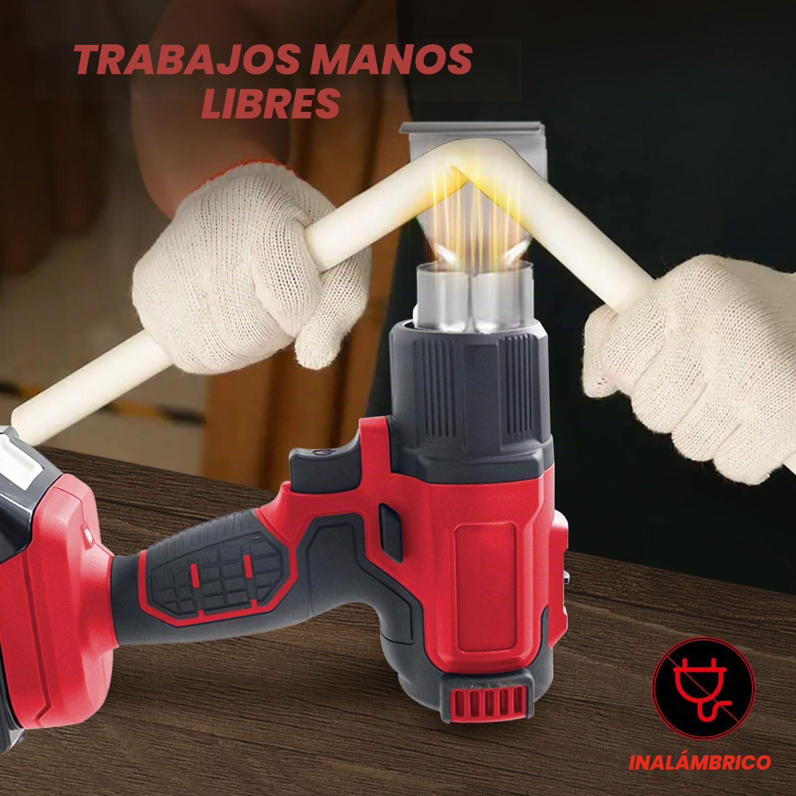 Pistola de calor inalámbrica para batería Milwaukee de 18 V con 5 accesorios de boquilla, pistola de calor de 400 W y 500 °C para manualidades, tubos termorretráctiles, resina y decoración