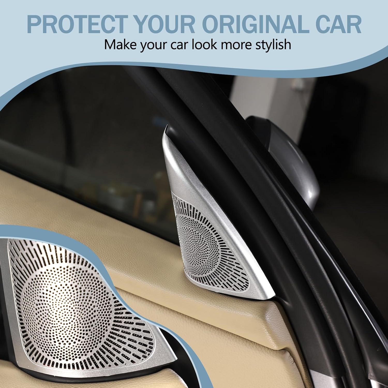 Car Tweeter Trumpet Dustproof Cover Compatible with BMW 3 Series E90 E92 2005-2012 Stainless A Pillar Speaker Frame Cover Trim Car Audio Stereo Horn Speaker Grille Interior Decor Accessories