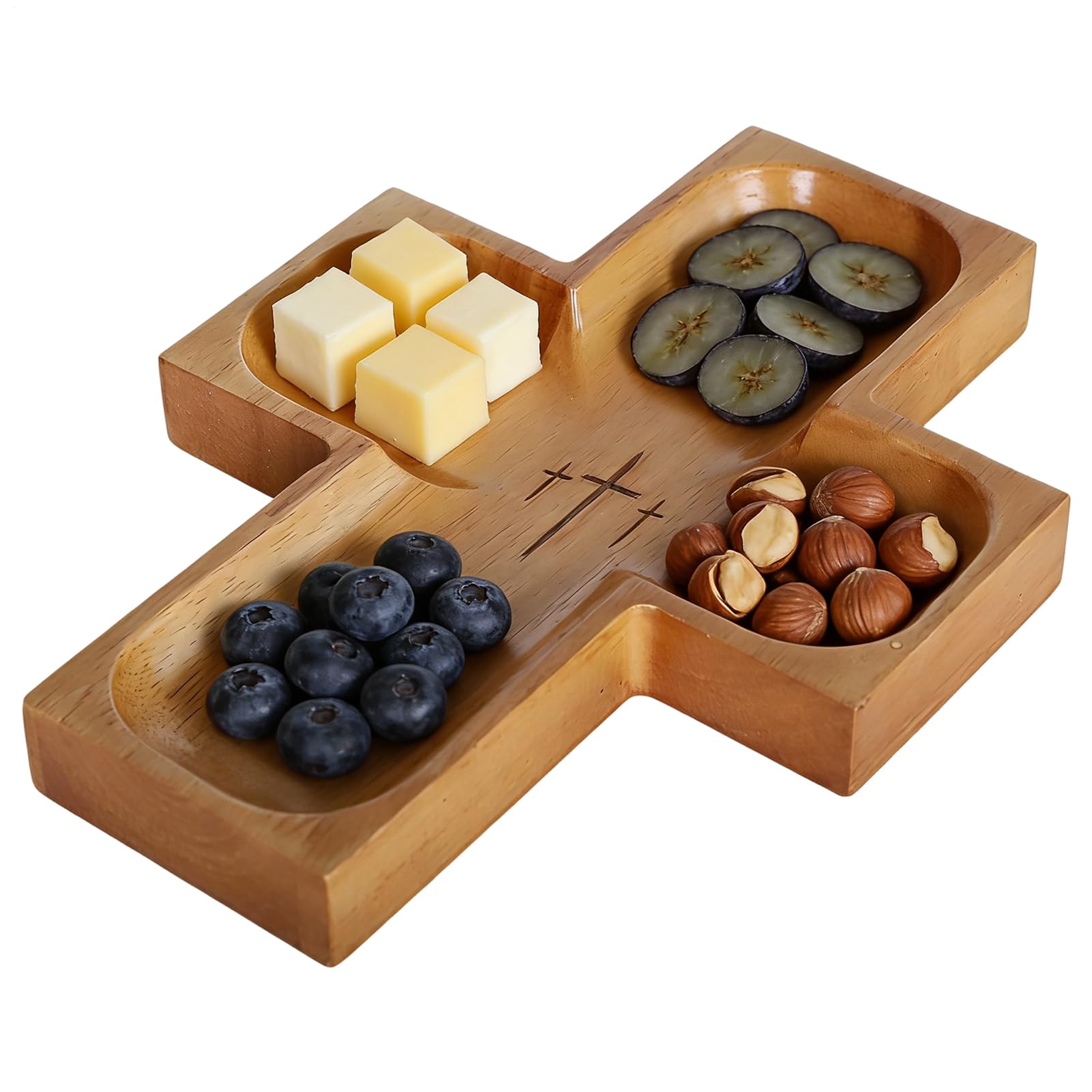 Plateau religieux rustique en bois pour repas de famille, grand plat de service pour collations