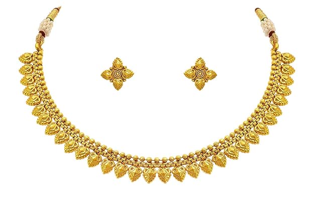 BFC- Ethnic Gold Designer Jewellery Set/Necklace Set with Stud Earrings for Woman and Girls