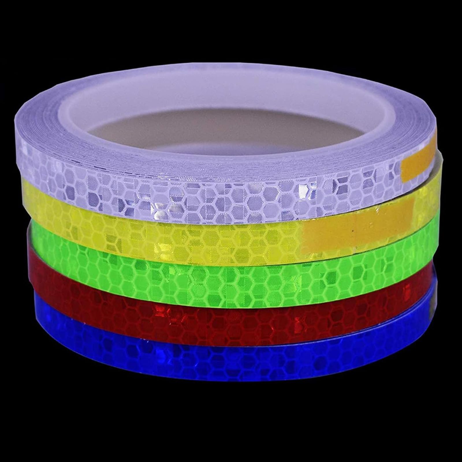 5 Pack Reflective Tape Outdoor Safety Warning Lighting Sticker Waterproof Bike Reflector Tape for Bicycle Bike Car Motorcycle DIY Rim Decoration (5 Color)