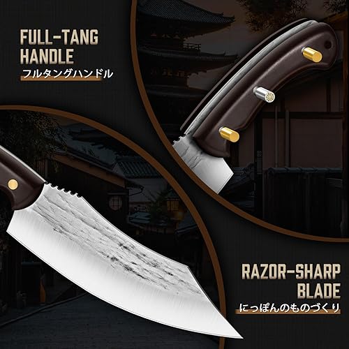 Miniatura 5 de TIJERAS Juego de cuchillos de carnicero, juego de 3 cuchillos de chef forjados a mano, cuchillo de chef serbio y cuchillo de carnicero y cuchillo