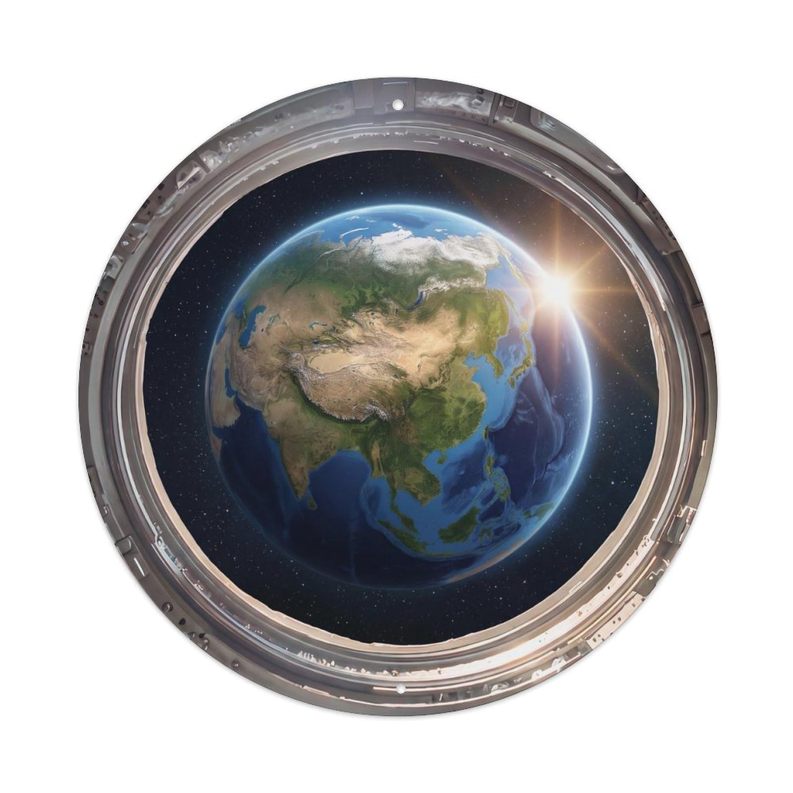 Asia Continent from Space Station Porthole Metal Tin Sign