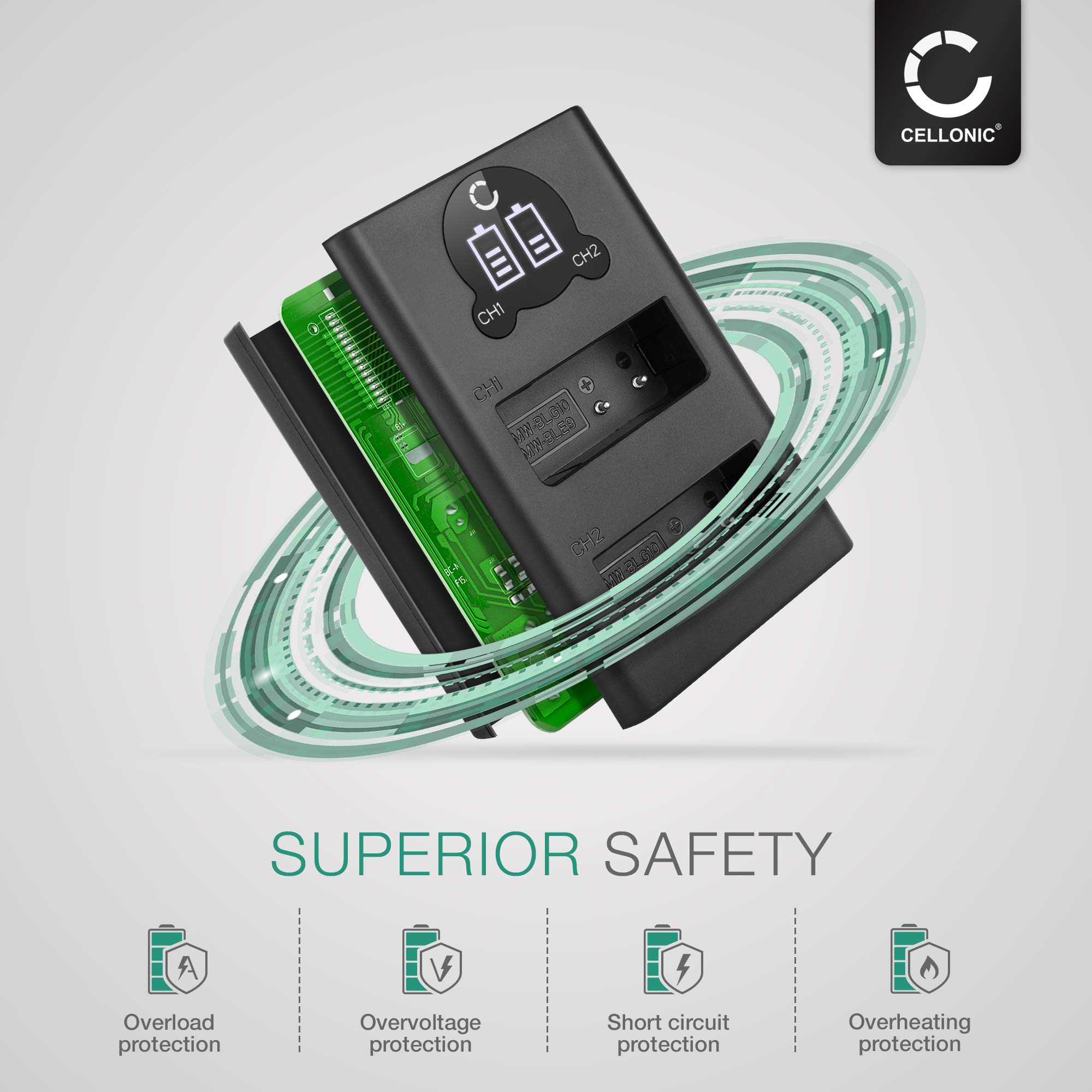 CELLONIC® BC-DC15 BC-DC15-E Dual szybka ładowarka kompatybilna z Leica D-LUX D-LUX (typ 109) D-LUX 7 BP-DC15 BP-DC15-E BP-DC15-TK BP-DC15-U + kabel USB, ładowarka akumulatorowa, podwójna ładowarka