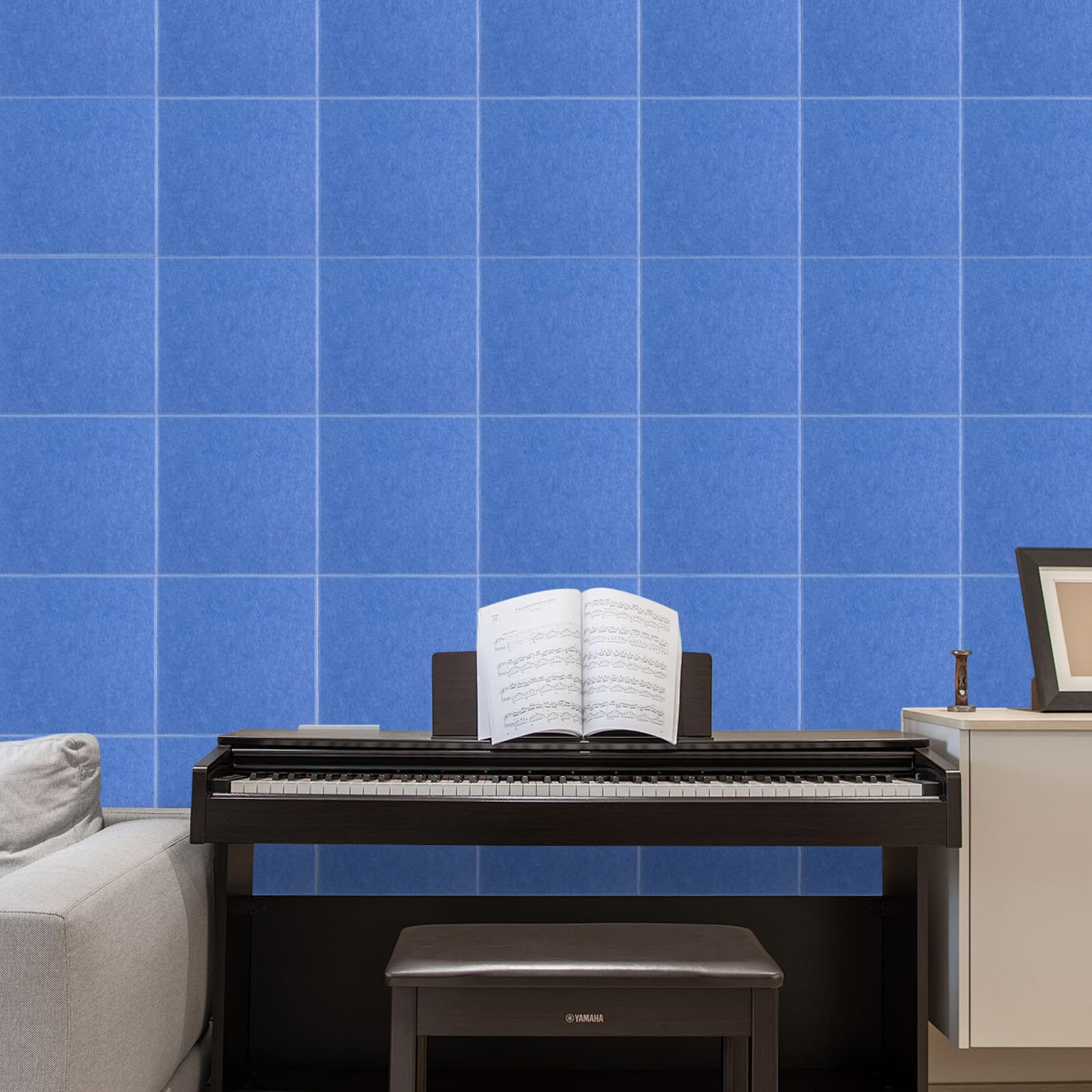 Azulejos acústicos autoadhesivos 18 piezas paneles de pared silenciadores cuadrados insonorización de alta densidad adecuados para salas de estar, oficinas, salas de juegos, estudios de grabación, etc