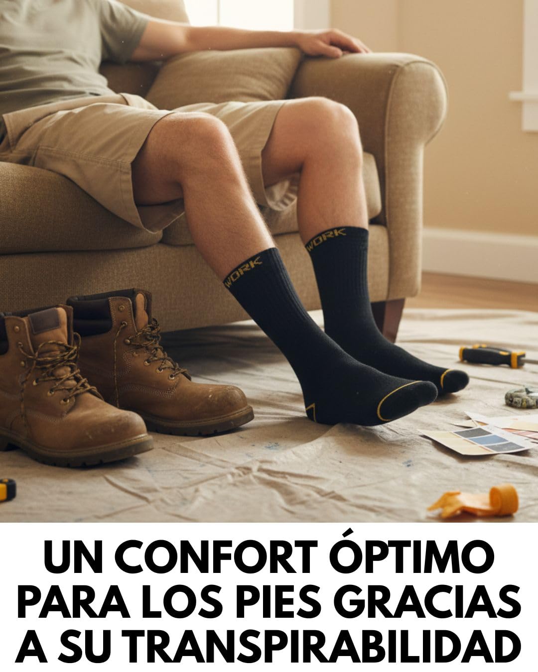 sockenkauf24 10 o 20 Pares Calcetines de Trabajo Cortos Hombre Reforzados Algodón WORK