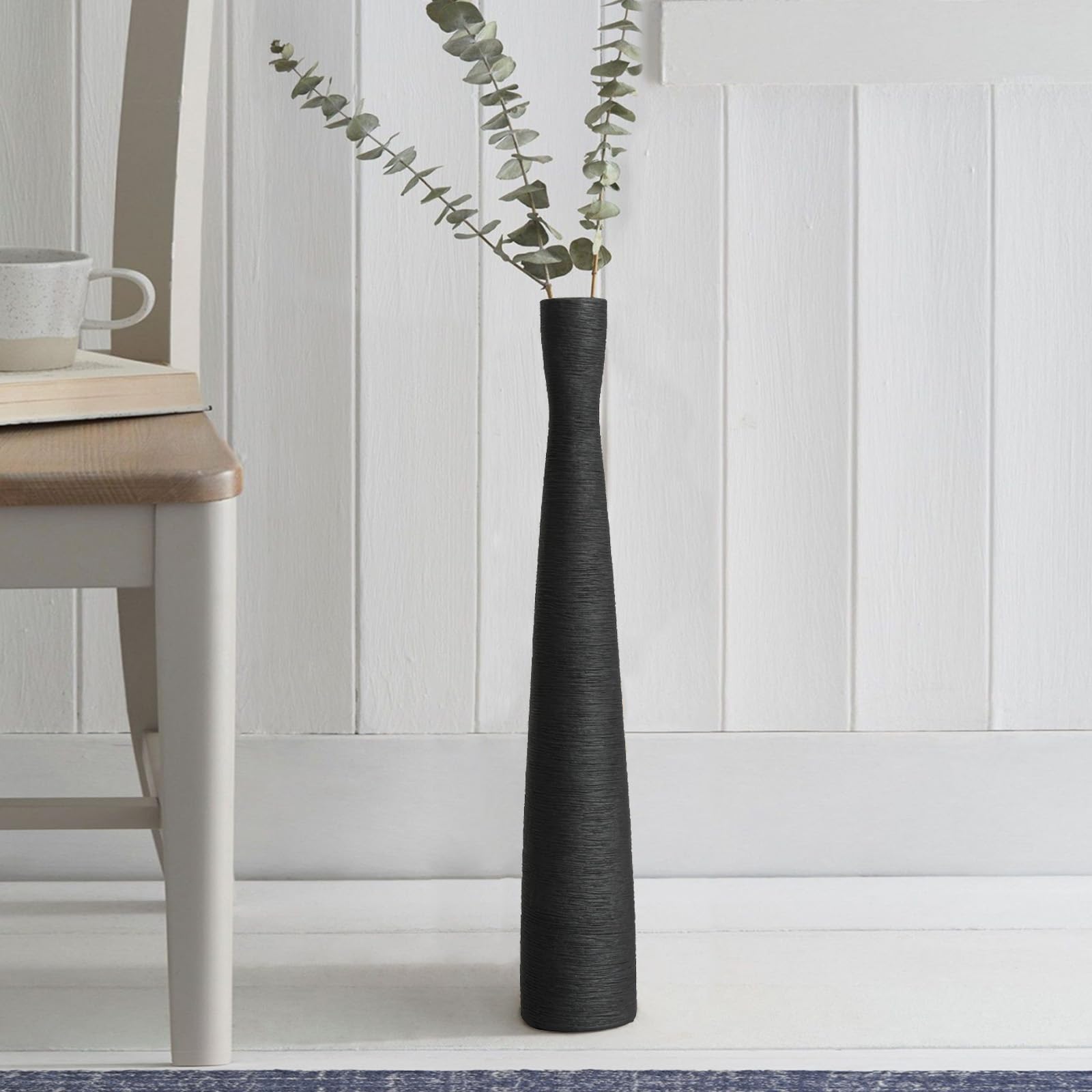 Produktbild von Schwarze Keramikvase Rechteckig 17,8 Cm – Moderne Deko Für Blumen, Pampasgras & Wohnaccessoires