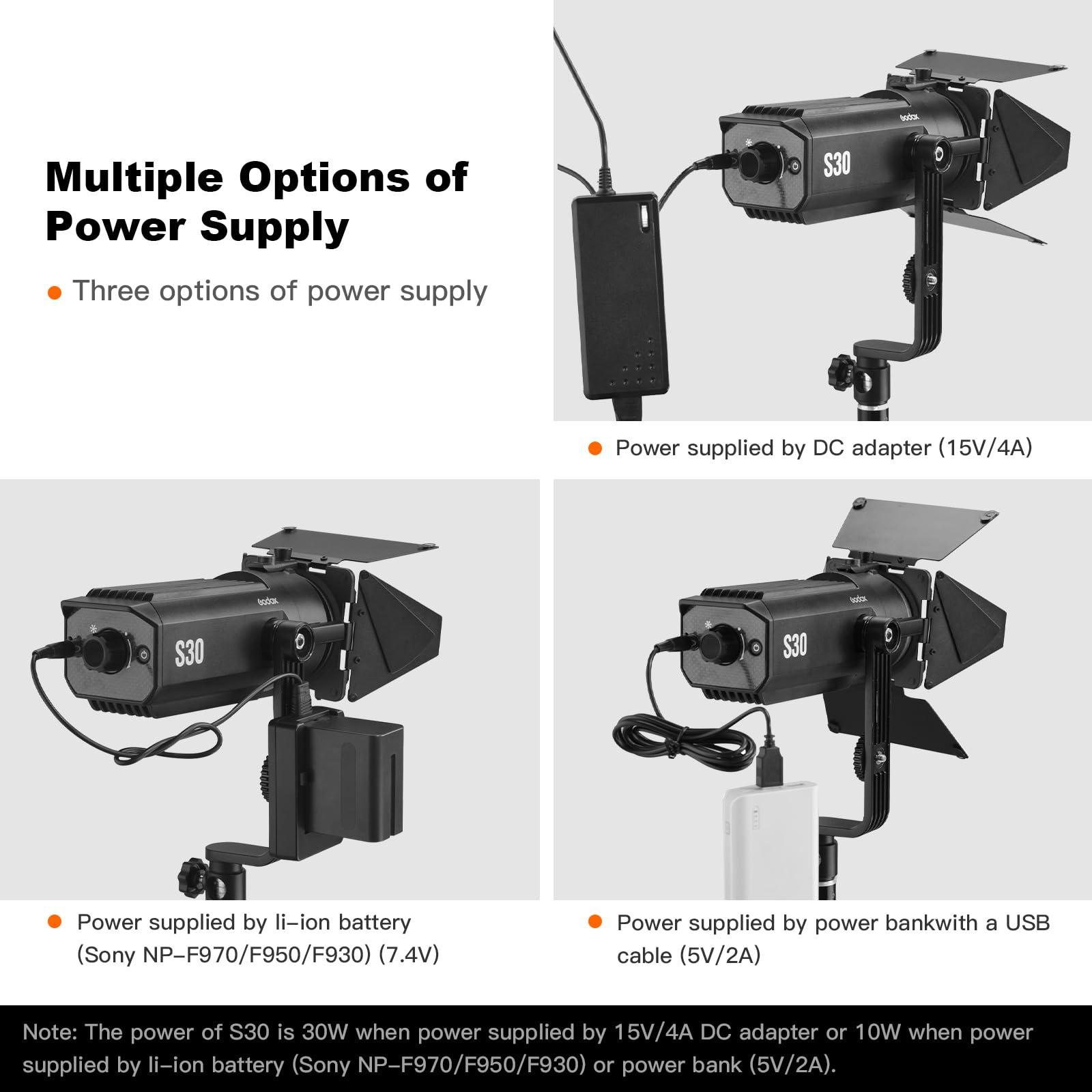 Buy Godox S30 30W Focusing LED Spotlight,5600±150K,CRI≥96,TLCI(Qa