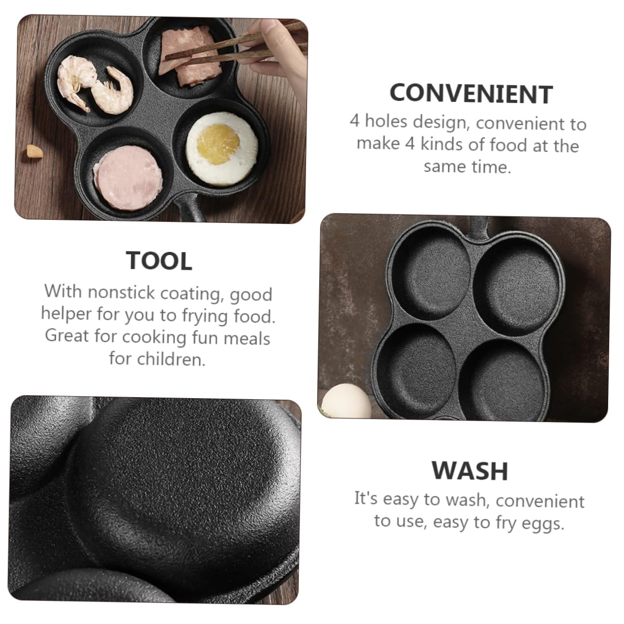 DECHOUS Padella Antiaderente Design Ergonomico Facile Da Pulire Foro Per Appendere