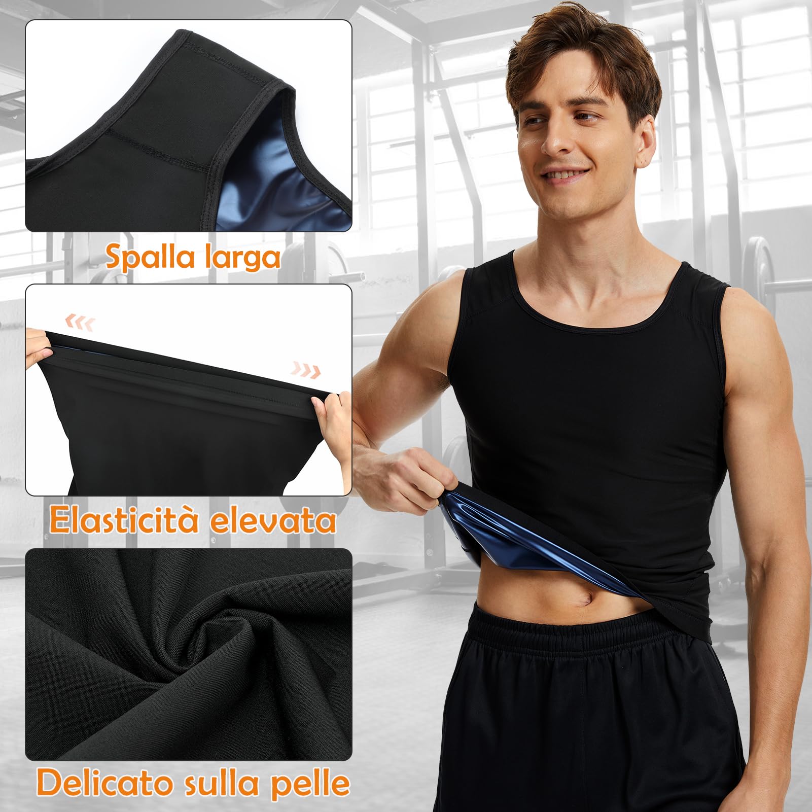Kiiwah Canottiera Dimagrante da Sauna Uomo, Gilet Sauna Riscaldamento, Camicia Traspirante per Perdita di Peso Fitness