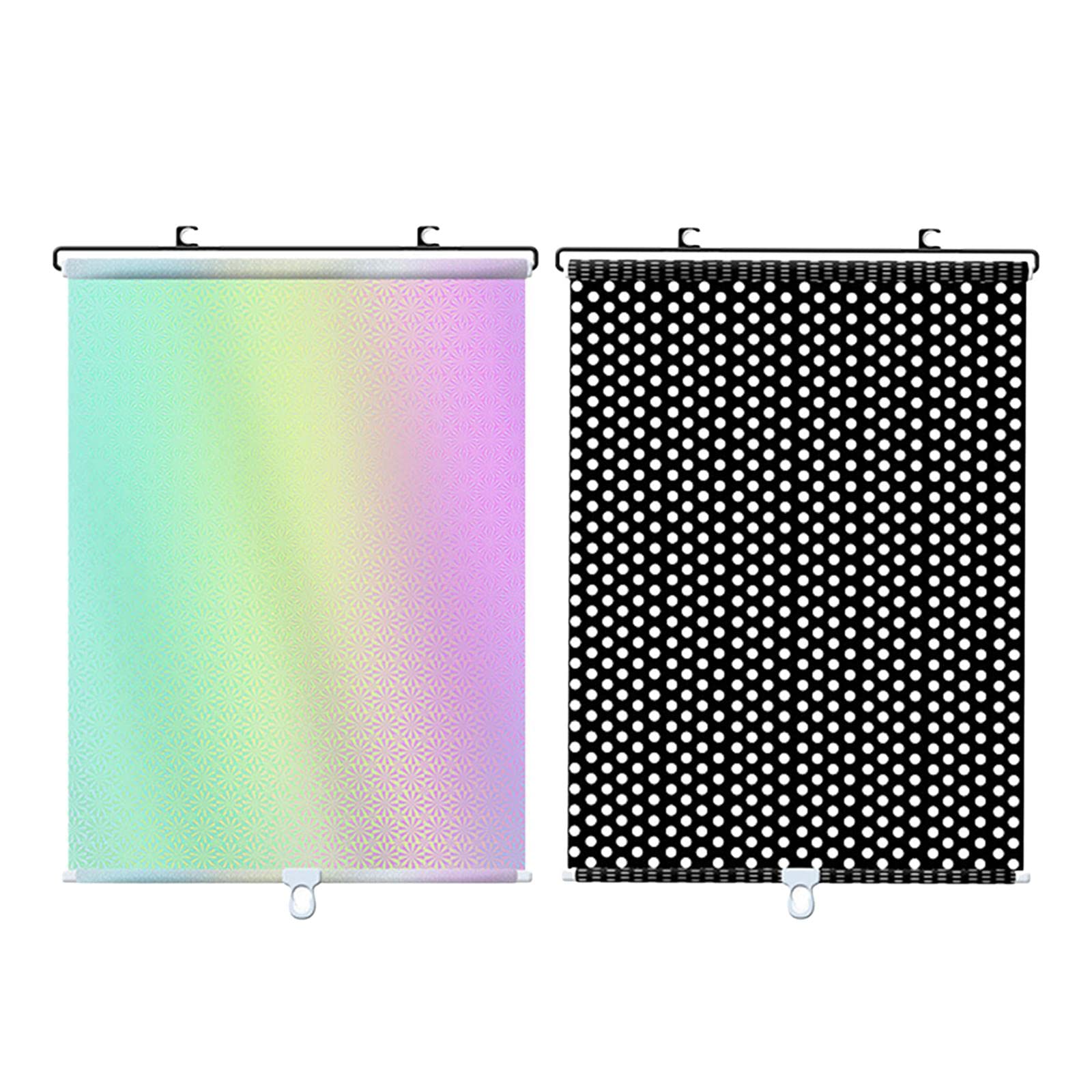 2X Sun Shade Curtain Privacy Drape 58x125cm Black Dots and 58x125cm Argent| Curtains, Drapes & Valances-image-1