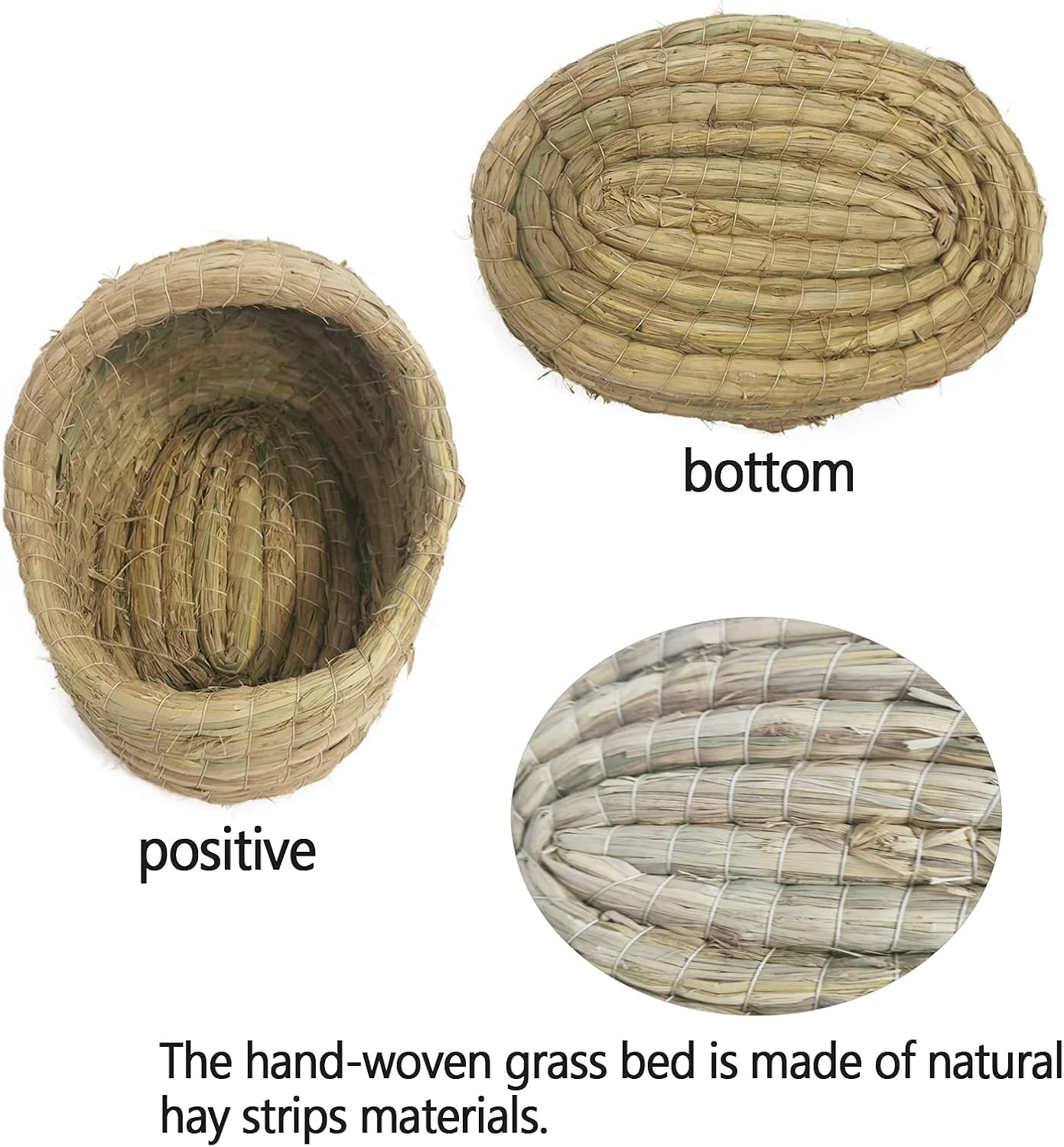 kathson Woven Pet hay Bed for Hamsters, Hand Crafted Grass House for Rabbits, Guinea-Pigs, Bunny and Cats (1ball+Bed)