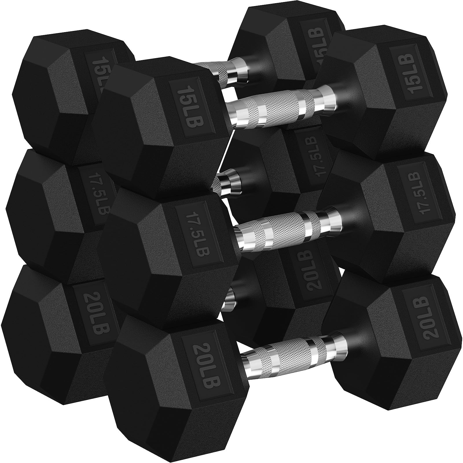 Hex Dumbbell Set 30-480 lb Set Rubber Encased Exercise Fitness Dumbbells Weights Dumbbells Set Hand Weight for Strength