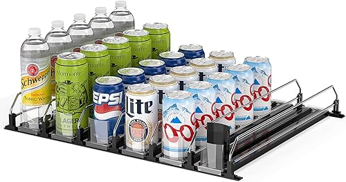 Organizador de bebidas para nevera, organizador de latas de refrescos con dispensador ajustable de refrescos autoempujables para refrigerador (6