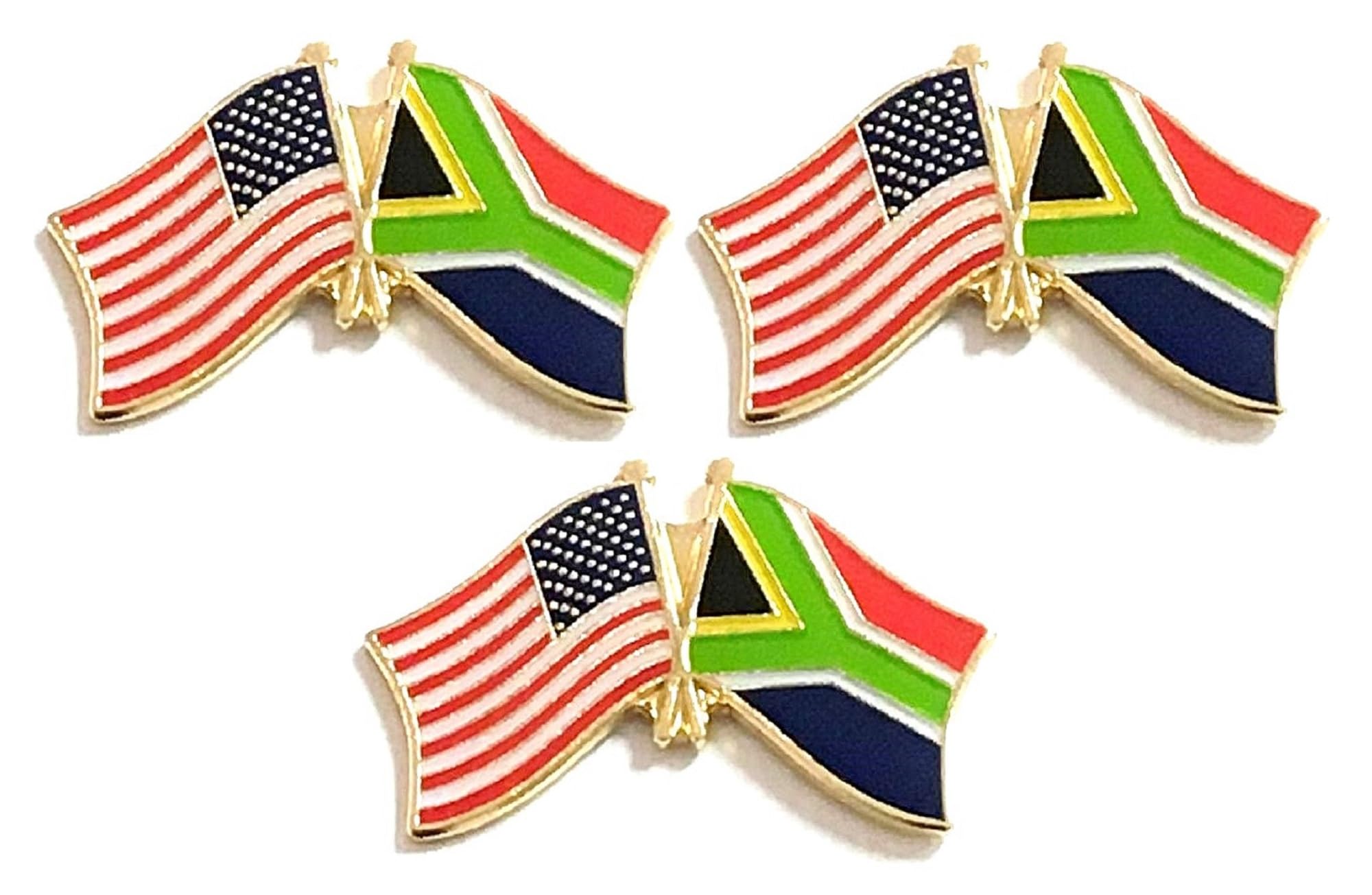 3 National Country Flag USA Friendship Flag Lapel Pins Pack of 3 International & American Double Flag Pin Badge
