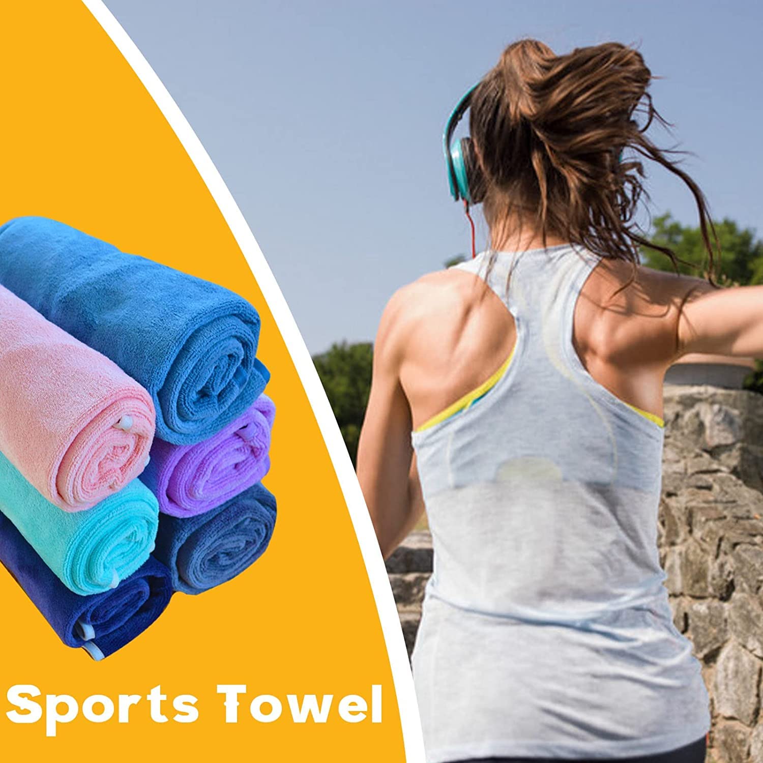 Toallas de microfibra para gimnasio, tamaño más grande, súper suaves para ejercicio, fitness, deportes, entrenamiento, toallas de secado rápido de 380 g/m² de 15 x 31 pulgadas (paquete de 9,