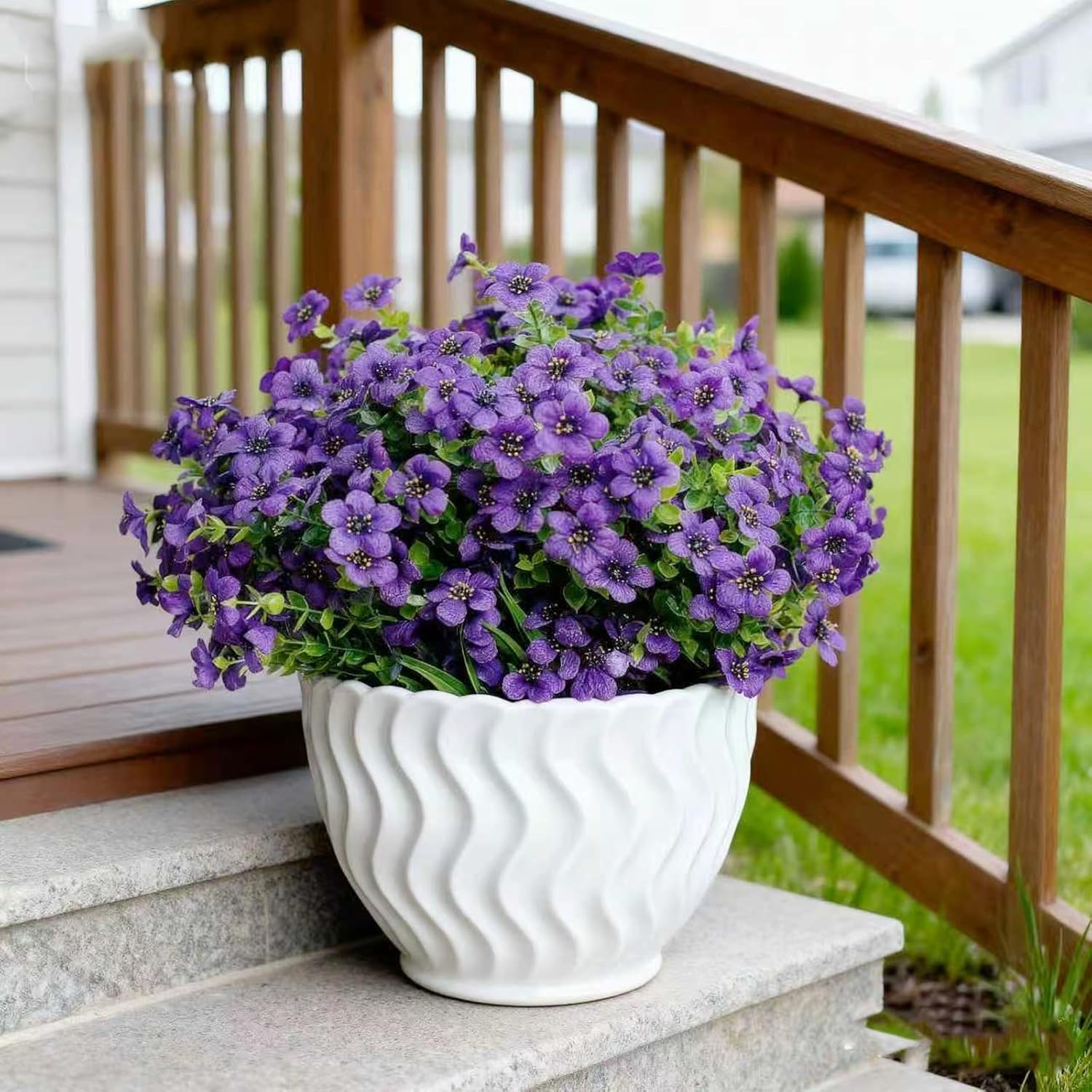 12 Bundles of Purple Outdoor Fake Flowers, UV-Resistant Silk Fake Flowers, Perfect for Garden/Porch/Patio/Window planters, Everlasting Beauty Year-Round Without Fading