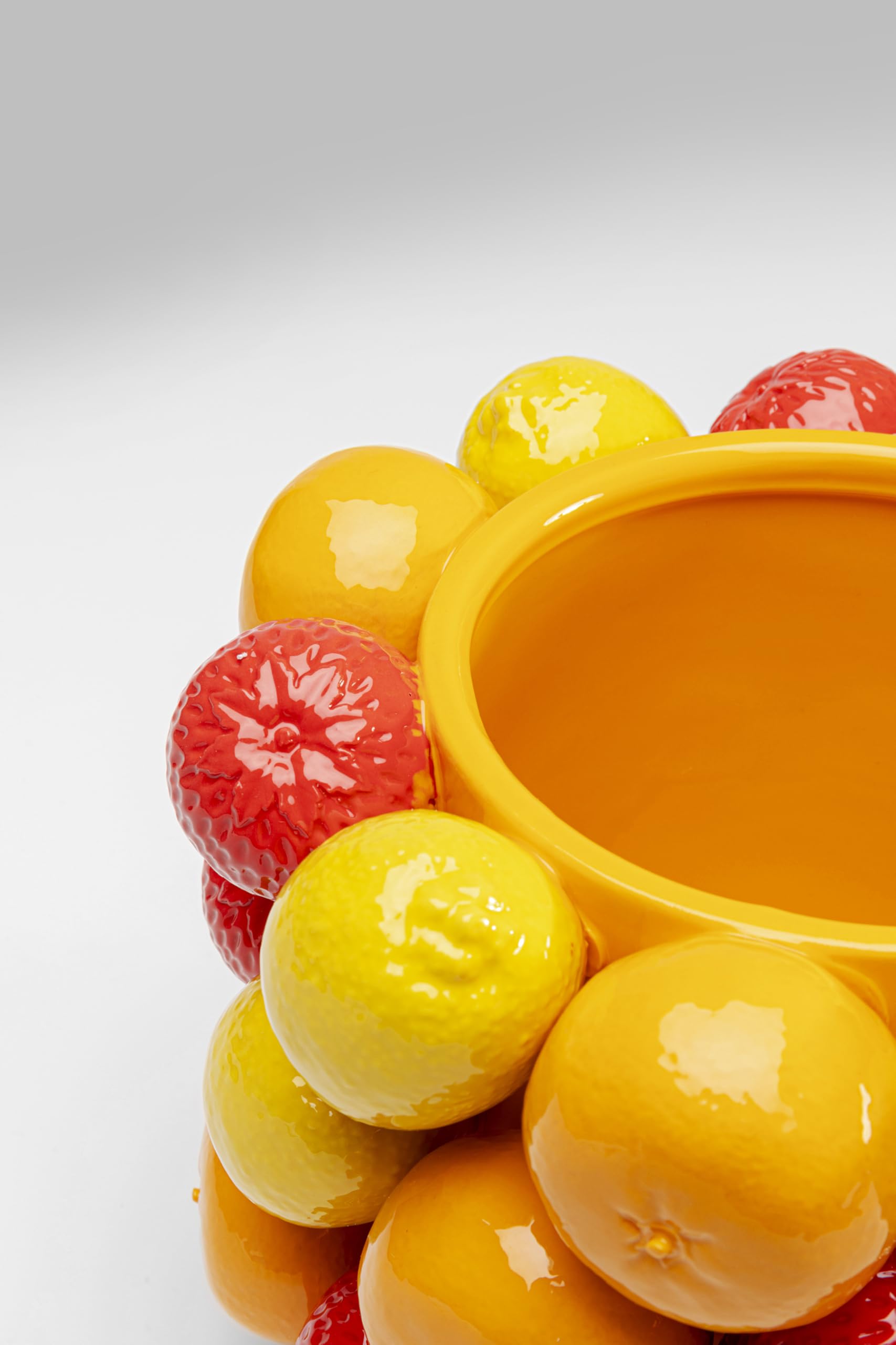 Kare Design Vaso Fruit Parade, giallo/rosso, altezza 20 cm, porcellana, vaso per fiori, vaso da tavolo, soggiorno