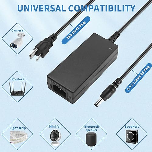 Miniatura 2 de Adaptador de fuente de alimentación de 12V 5A, transformador de CA 100-240V a CC 12V, para cámaras de vigilancia de seguridad CCTV, enrutador, tira