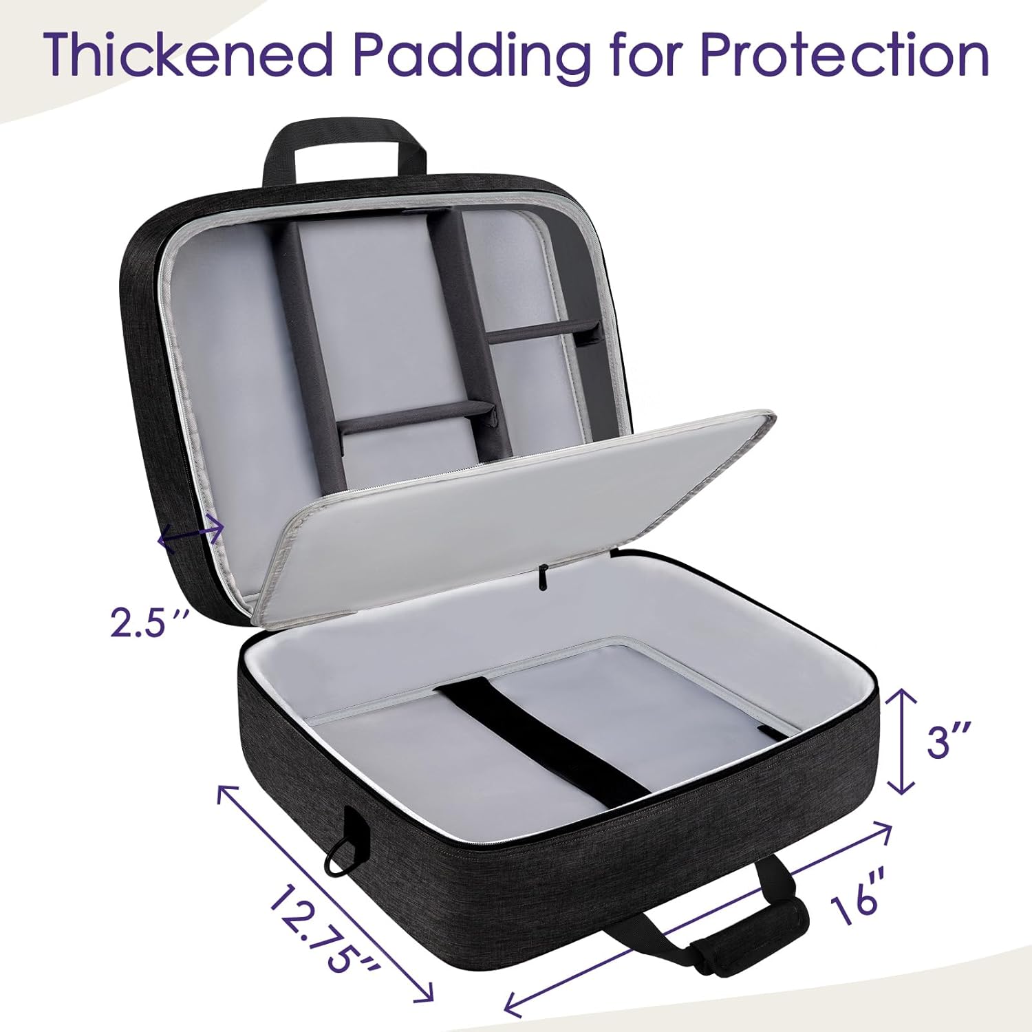 SNIGJAT Audio Mixer Case (Size:16"x 12.75" x 5.5"), DJ Mixer Bag with 10mm Padding, Large-Capacity Recording Equipment Bag Soft with Adjustable Storage for Cables, Podcast Gear and Mics, Black - Image 3