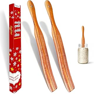 2pcs Spurtle for Sourdough Starter, Mixing, Stirring, Reaching Bottom of Jar, Dough Whisk,Sourdough Spurtles Spatula Wooden Spoon for Baking, Cooking, Bread Making Tools