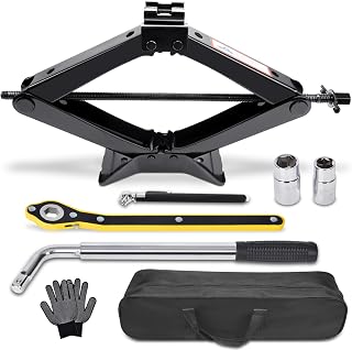 Gurduenon 3 Ton Scissor Car Jack Kit with Lug Wrench & Ratchet - Heavy-Duty Tire Changing Emergency Tool for Cars, SUVs, MPVs