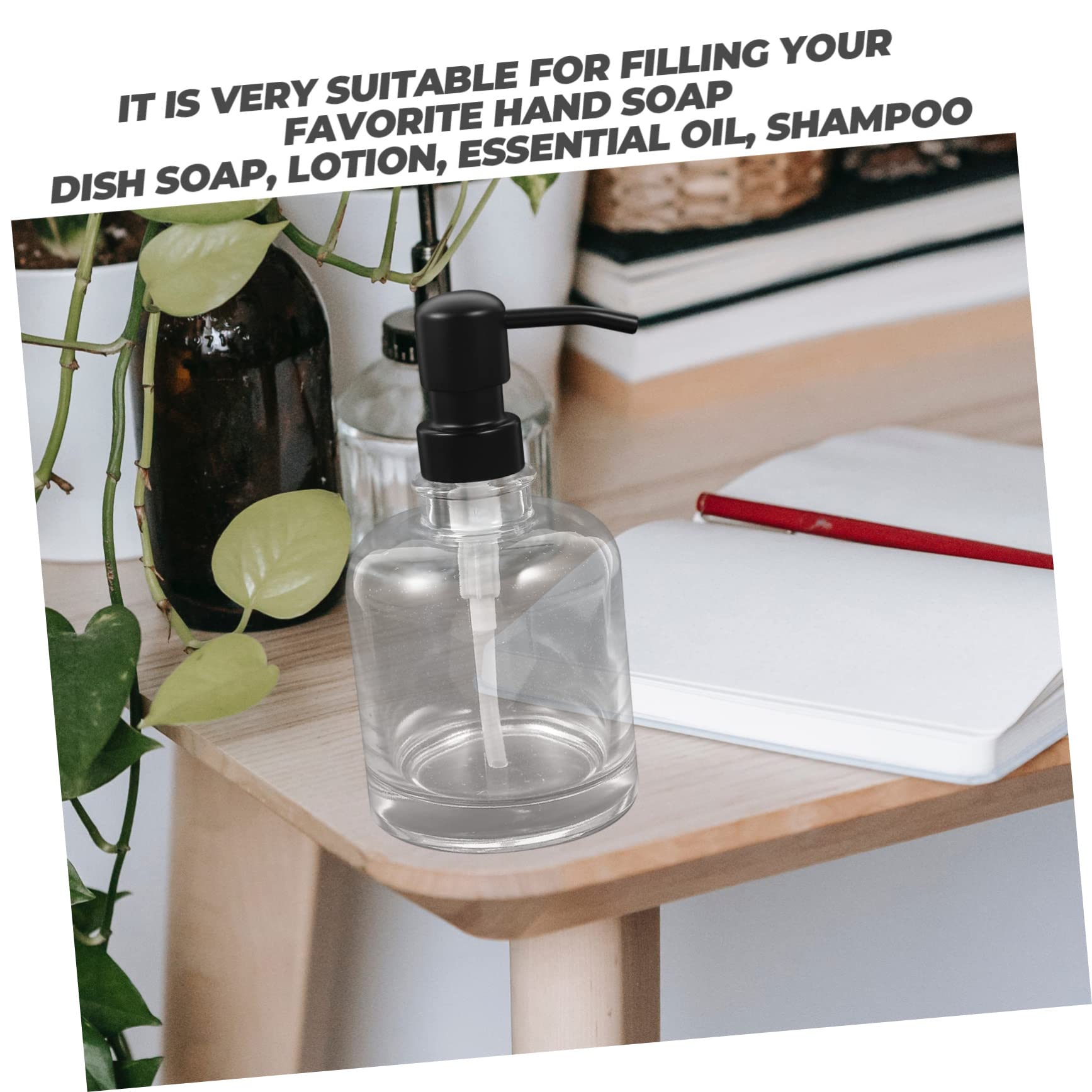 Dispenser con Pompa in Vetro 2 Pezzi, Bottiglia Shampoo