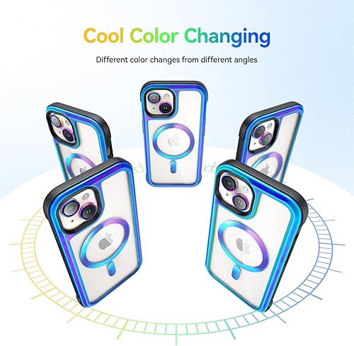 Miniatura 5 de Meifigno Rainbow Mag Series - Funda diseñada para iPhone 15 compatible con MagSafe y 3 protectores de grado militar, con 2 protectores individuales