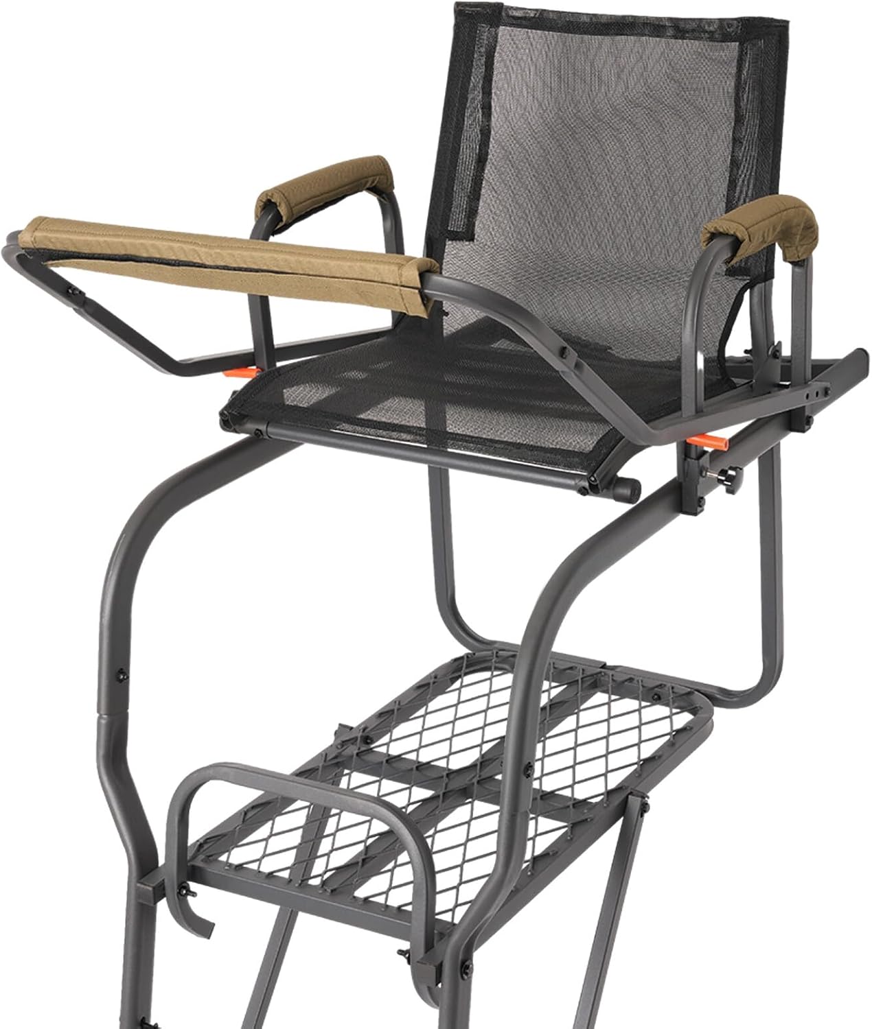Hunting Ladder Tree Stand with Shooting Rail Climbing Mesh Seat Single Person