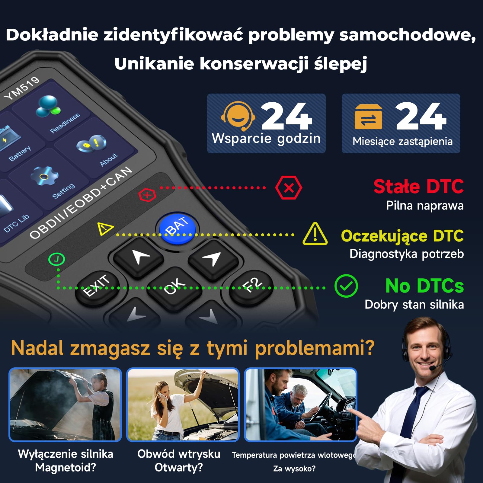 Ulepszony uniwersalny skaner OBD2 z testerem baterii - skaner kodów błędów silnika samochodowego może skanować diagnostycznie, odczytywać i usuwać kody błędów dla 1996 lub nowszego protokołu