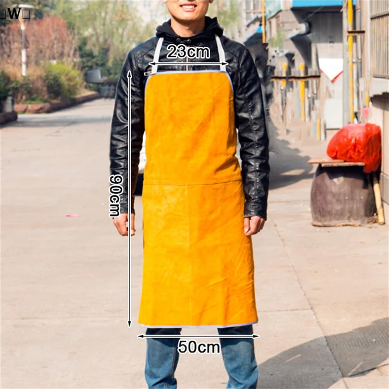 Tablier en cuir 1 pièce, tablier de soudage en cuir, tablier de protection de forgeron résistant à la chaleur avec poches