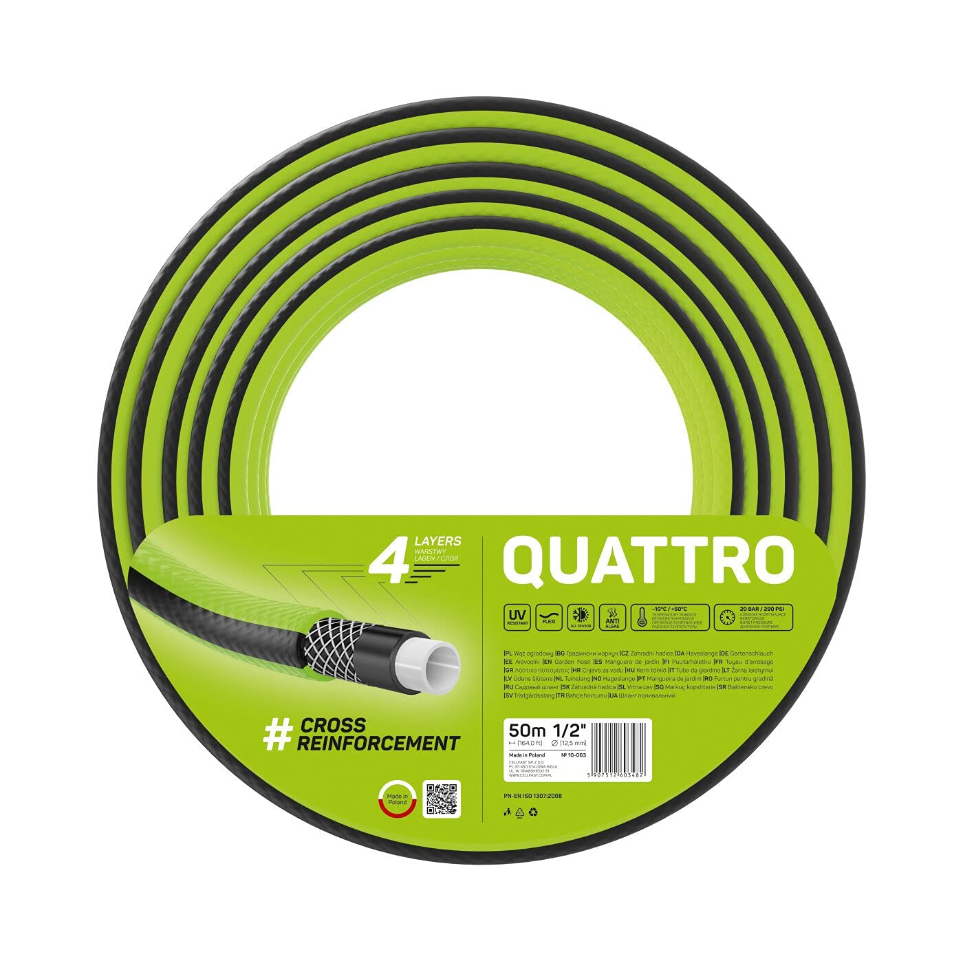 Cellfast Manguera de jardín QUATTRO Resistente,verde,1/2" — view 11