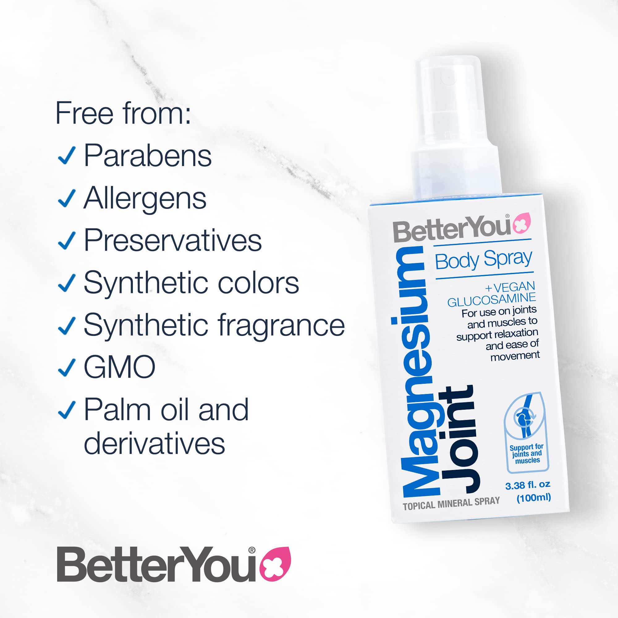 BetterYou Magnesium Joint Body Spray + Vegan Glucosamine Effective