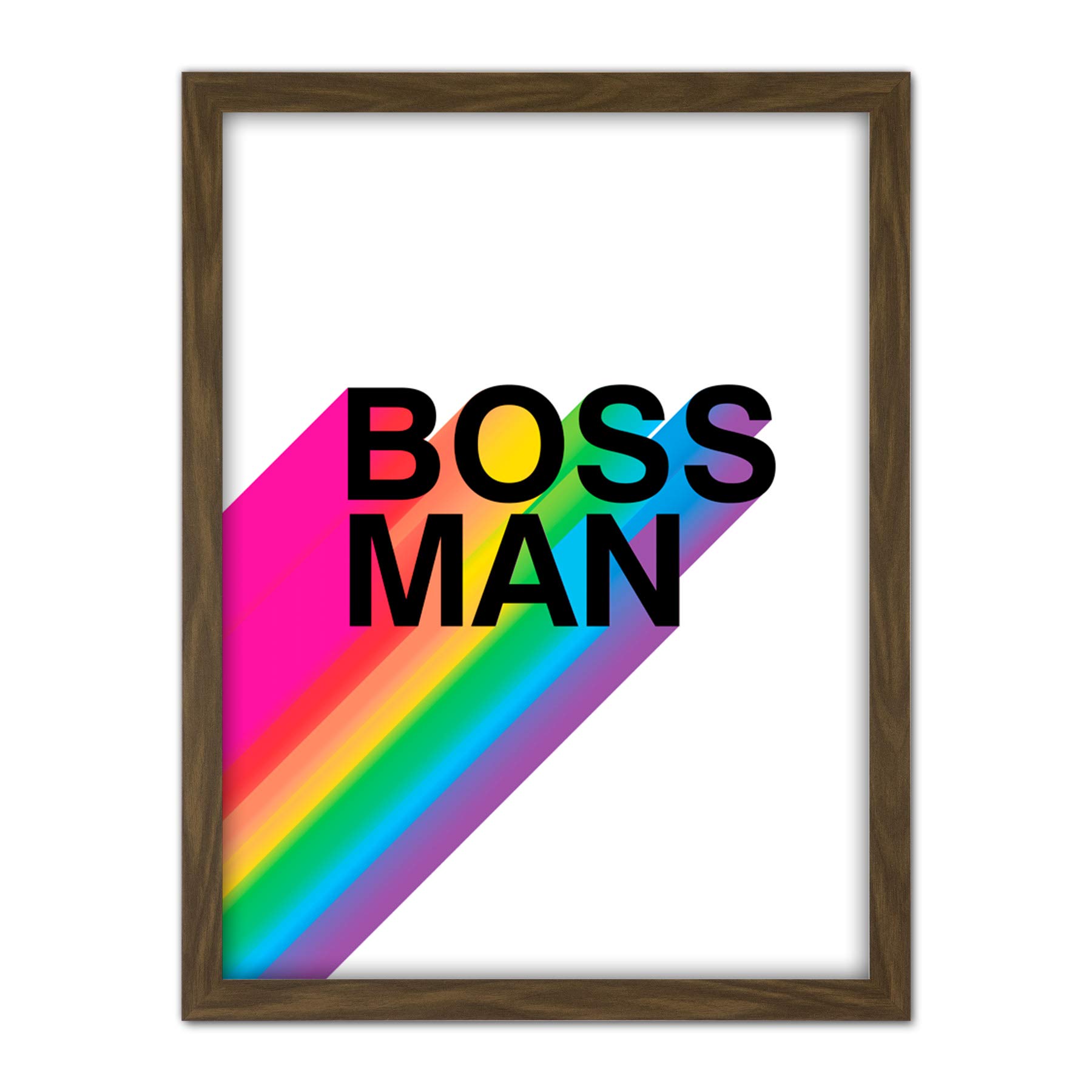 Wee Blue Coo Boss Man Rainbow White Motivational Artwork Framed Wall Art Print 18X24 Inch