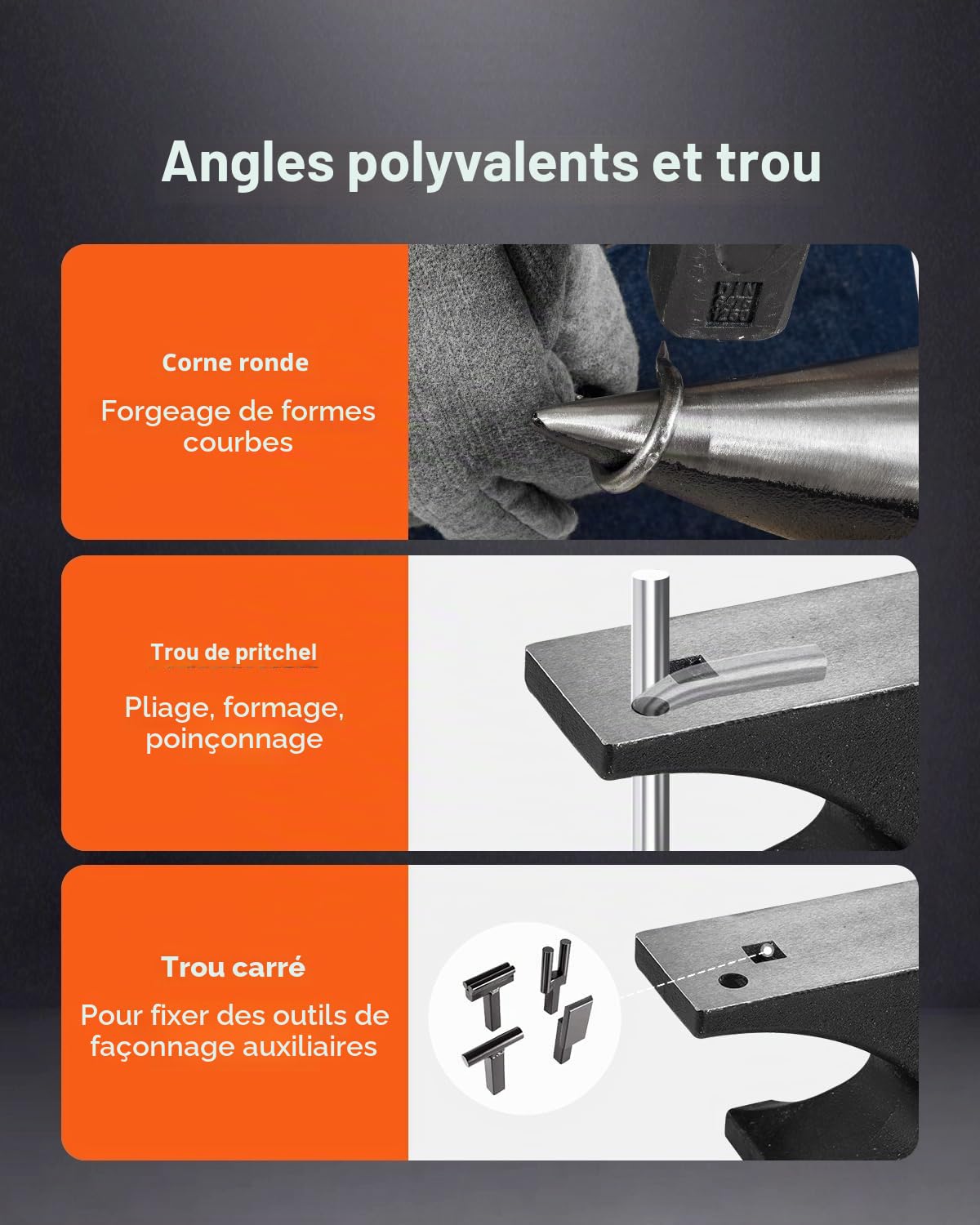 VEVOR Enclume de Forgeron en Acier Moulé 52,8 kg, Enclume à Corne Simple Ronde, Haute Dureté, Grand Plan de Travail, Base Stable, Outil de Travail du Métal pour Pliage, Façonnage, Torsion, Bijoutiers