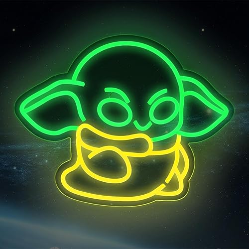 Letrero de neón de Alien  Baby Alien con 9 niveles de ajuste de brillo y alimentado por USB, decoración de habitación de Star War, letrero de neón