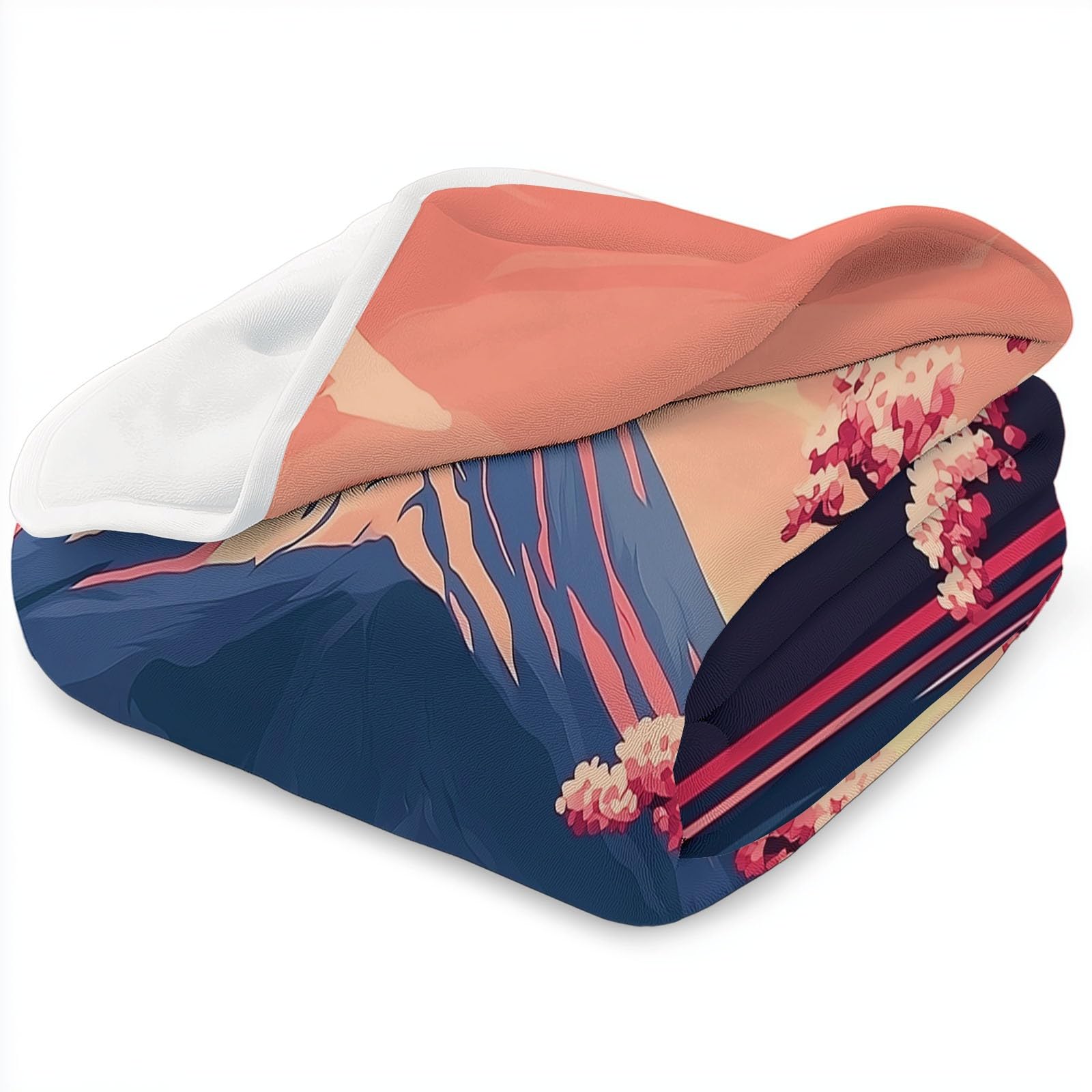 Couverture en Flanelle Cerisiers De Montagne À La Japonaise 180 x 200 cm Couvertures en Polaire en Microfibre Polaire Toutes Saisons pour Voyage Canapé pour Voyager Lit Canapé Enfants Adultes, Kaki