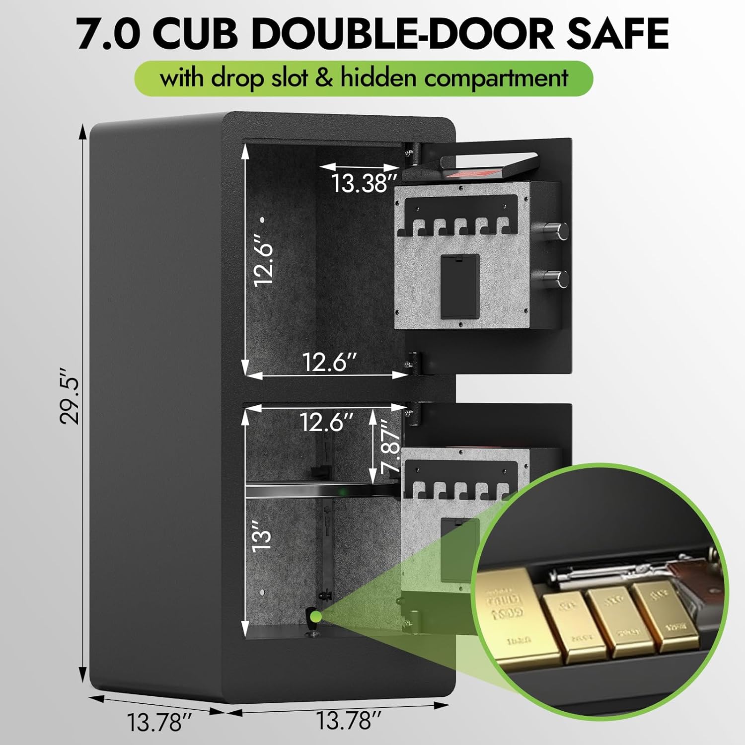 Safe with Drop Slot, 7.0 Cu Ft Drop Safe for Business Biometric Cash Safes with Removable Shelves & Fireproof Bag Commercial Safes for Restaurants, Supermarkets, Retail Stores - Image 2