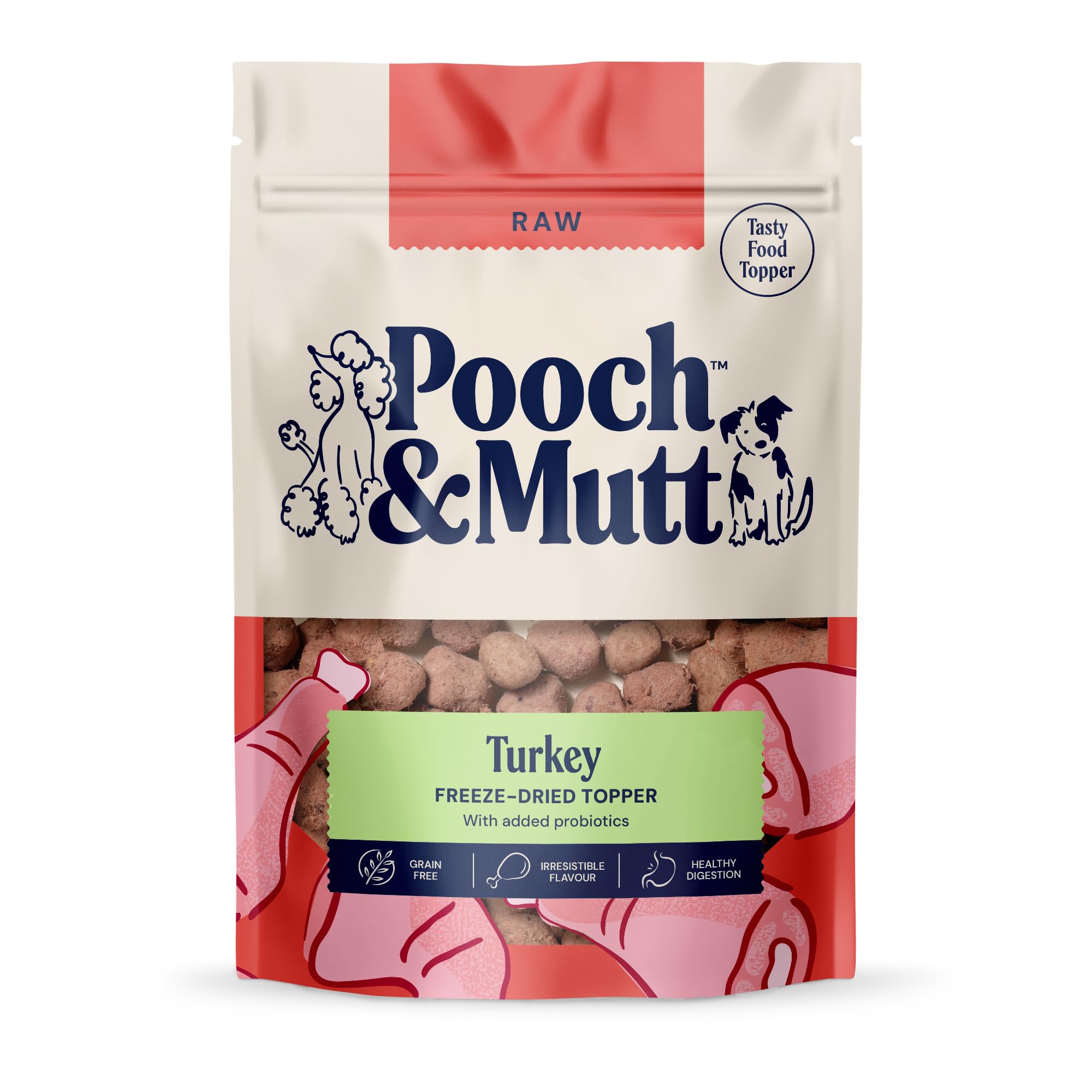 Pooch & Mutt - Freeze Dried Dog Food Topper, Turkey Dog Treats for Training, Pack of 1x60g