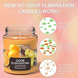 TRINIDa Orange & Vanilla Odor Eliminating Candles for Home Scented, Eliminates 99% of Pet, Smoke, Food and Other Smells Quickly, Highly Fragranced Candle, Premium Soy Candles Set for Women