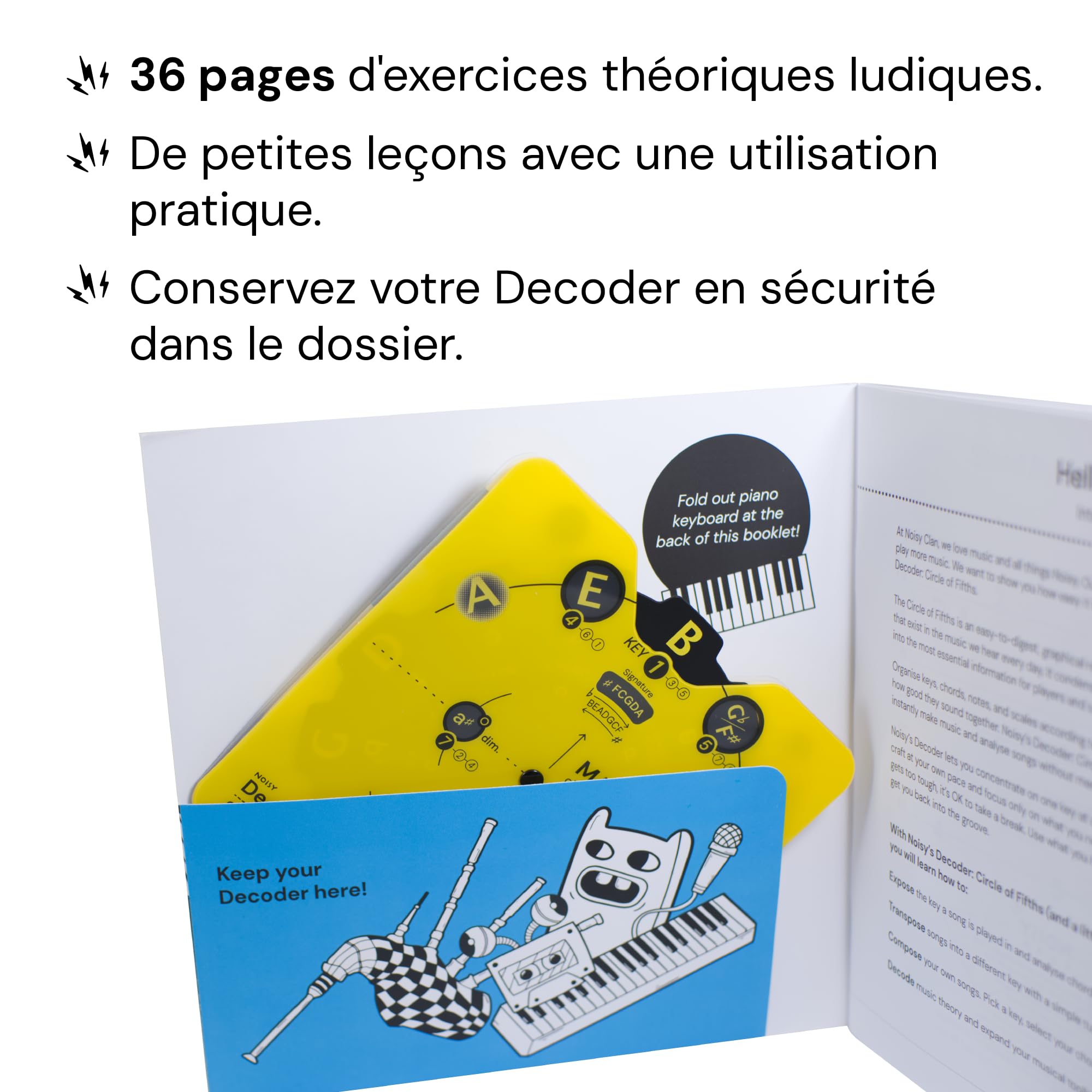 Noisy Clan – Cercle des Quintes + Livre Théorie Musicale en Français – Roue d’Accords Pro avec Support – Apprentissage Guitare, Harmonie, Progressions – Outil Musique Débutant