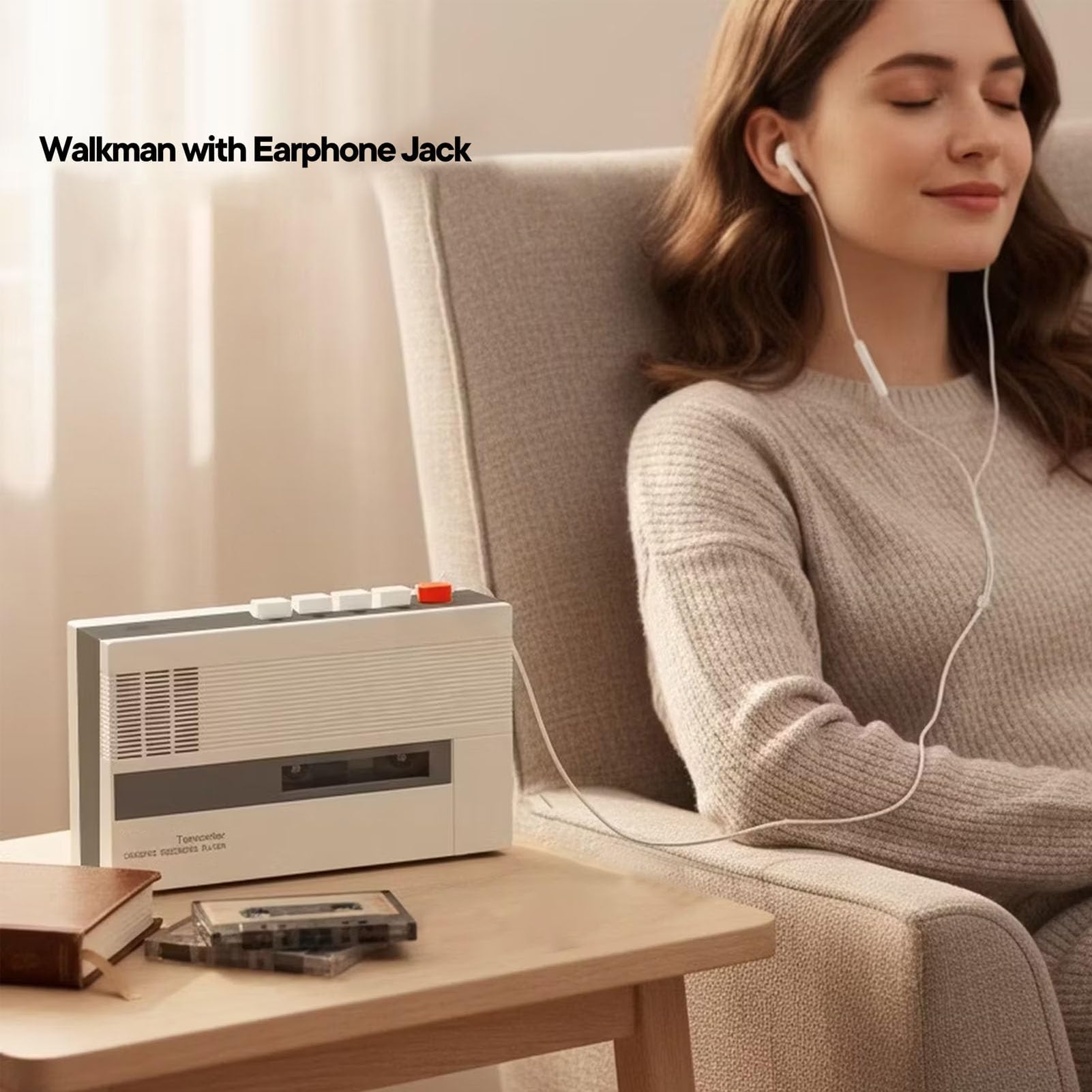 Goshyda Lecteur de Cassettes Portable Magnétophone, Cassette Bluetooth vers Convertisseur Numérique Haut-Parleur intégré