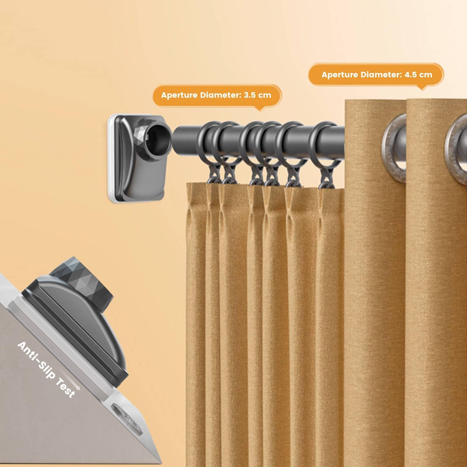 Barra telescópica de acero inoxidable para cortina de ducha, barra extensible sin taladro, para patios y armarios