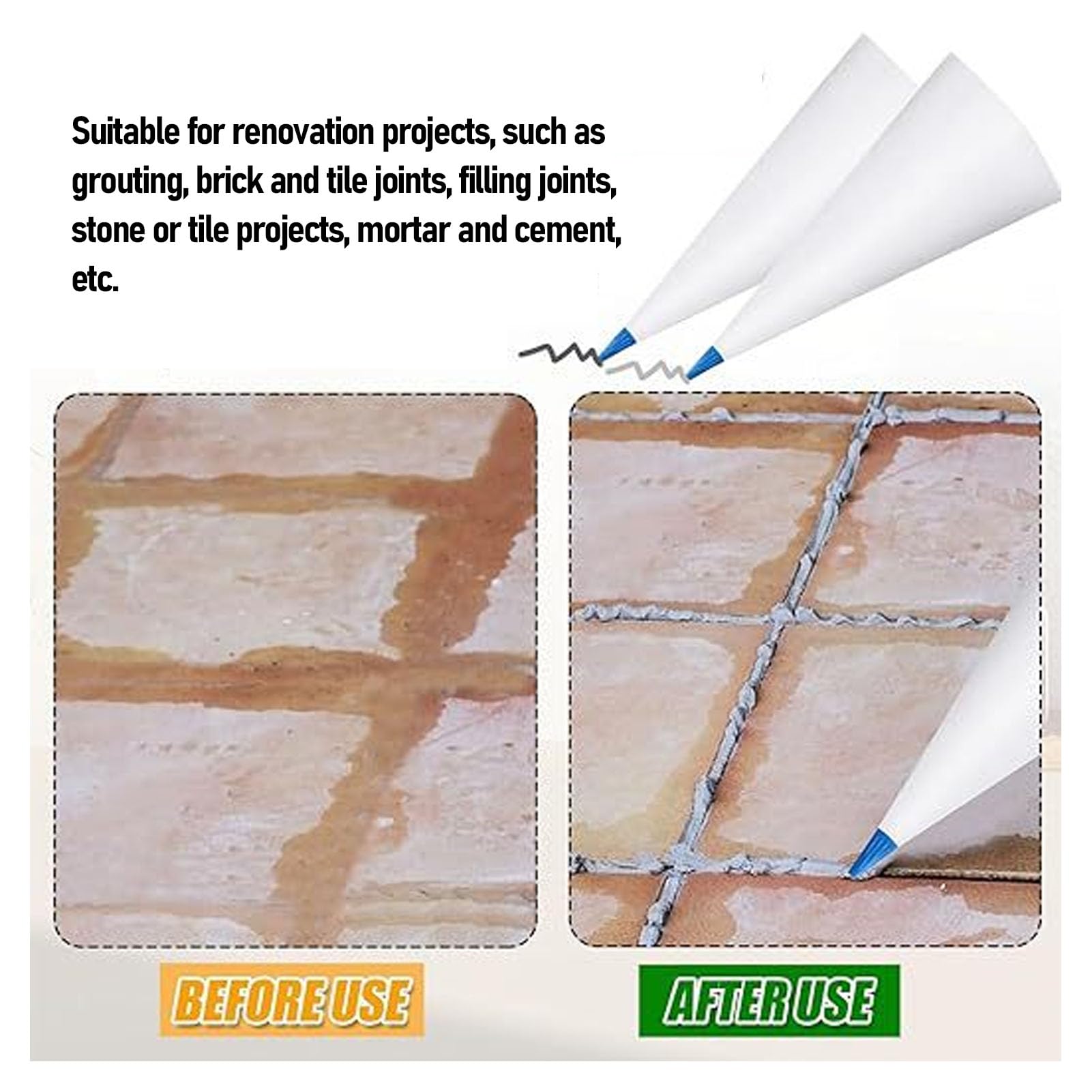 Lot de 3 sacs polyvalents pour joints de carrelage, protège les mains des matériaux sales, sacs de coulis de ciment pour projets de rénovation, jointoiement, maçonnerie, carrelage
