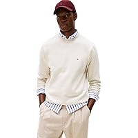 Tommy Hilfiger Uomo Felpa Seasonal Fleece con Scollo Rotondo, Beige (Heathered Oatmilk)