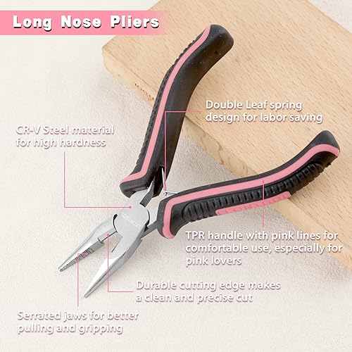 Miniatura 44 de Mini alicates de punta de aguja para fabricación de joyas, alicates de nariz de cadena de 6 pulgadas con mandíbulas lisas, mini pinzas de precisión