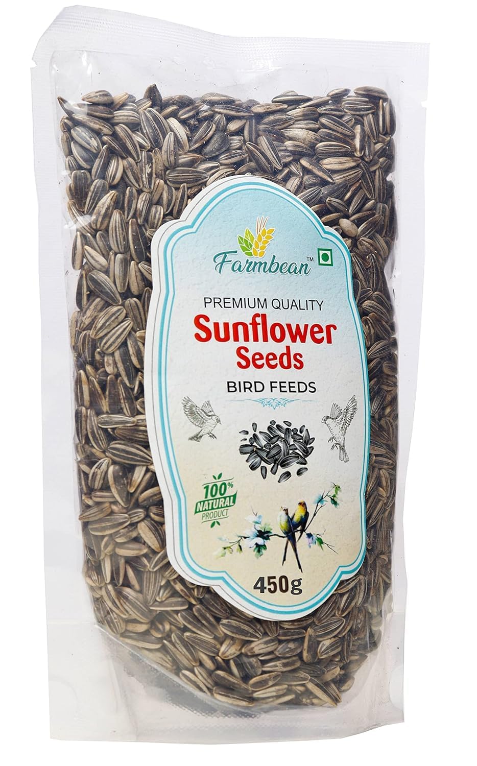 Farmbean Striped Sunflower Seeds for Bird - Bird Food for Conjures Lovebirds Cockatiels African Grey Macaws Cockatoo | All Life Stages (1.8 kg)