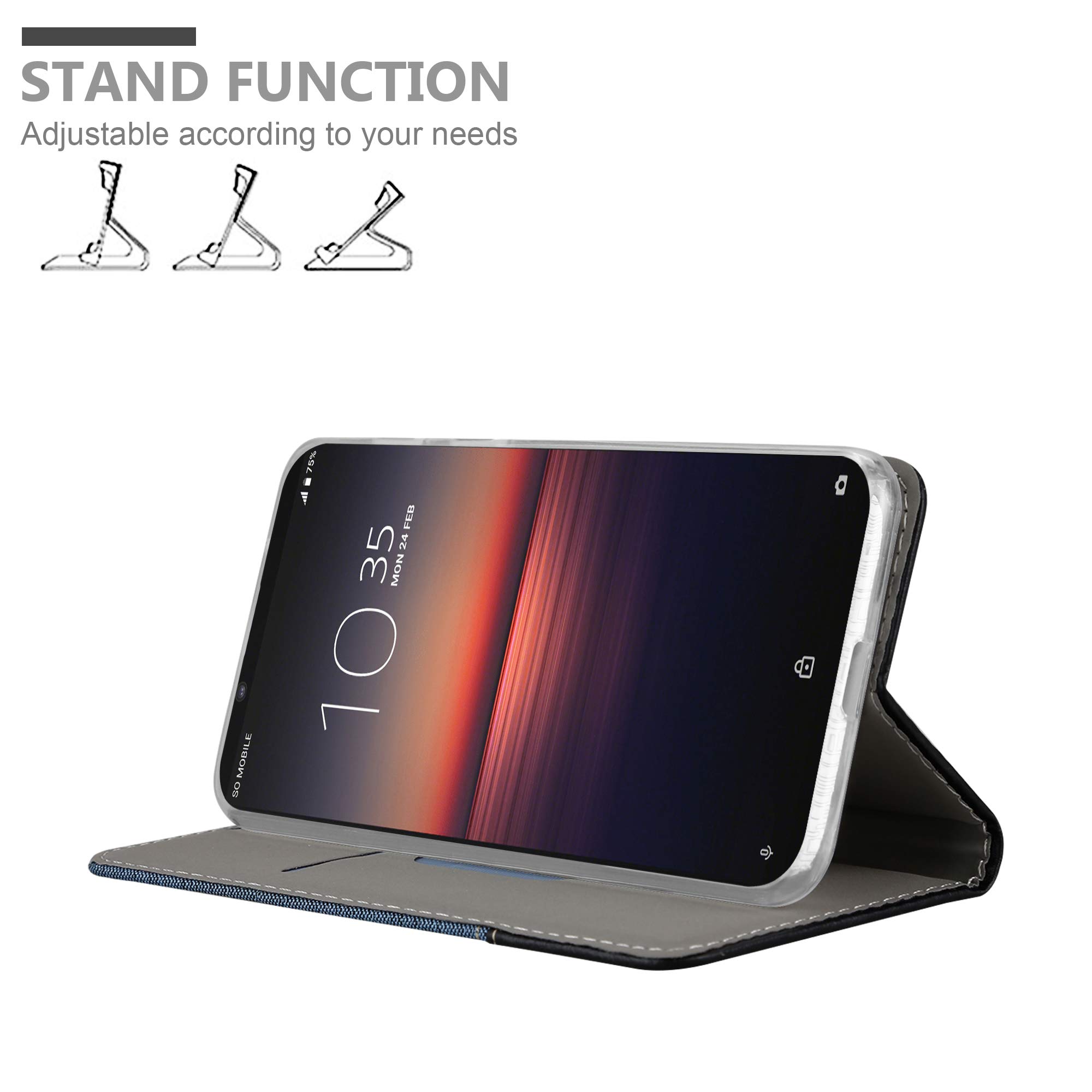 Cadorabo Hülle Für Sony Xperia 1 II – Kunstleder Flip Cover Mit Standfunktion & Kartenfach, Schwarz