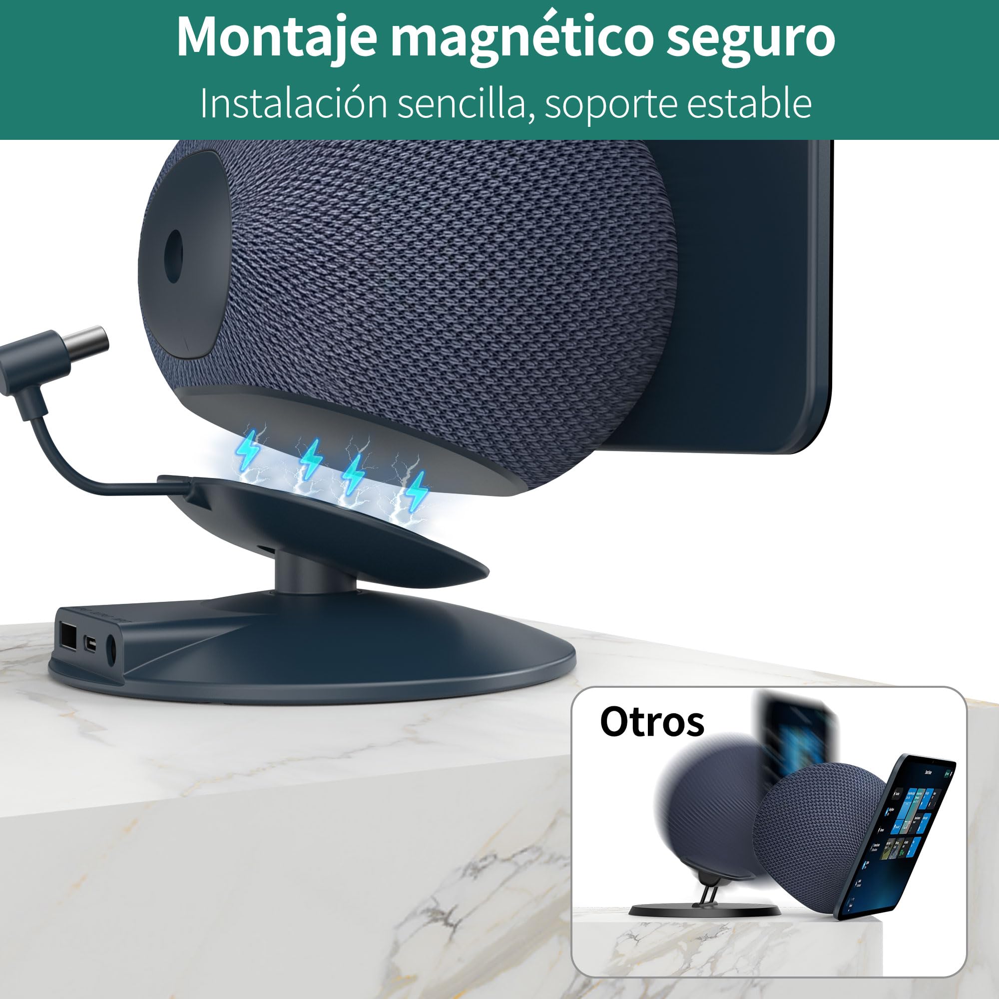 Soporte HomeMount para show 11, soporte de carga magnético ajustable con puertos USB-C y USB-A, base giratoria de 270°, compatible con show 11 y 2025 Show 8, para teléfonos y auriculares